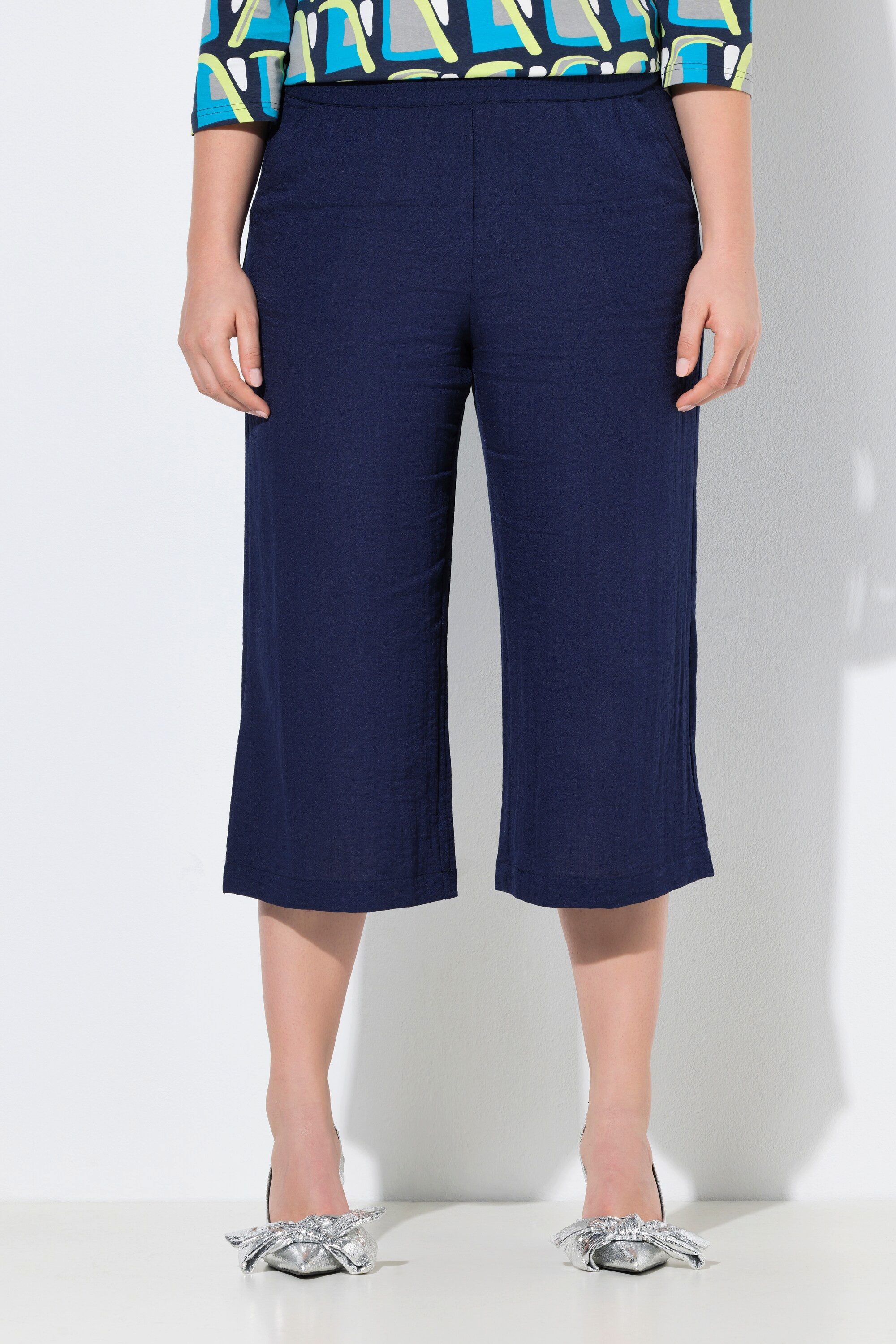 Ulla Popken Culotte Culotte wadenlang weites Bein Elastikbund