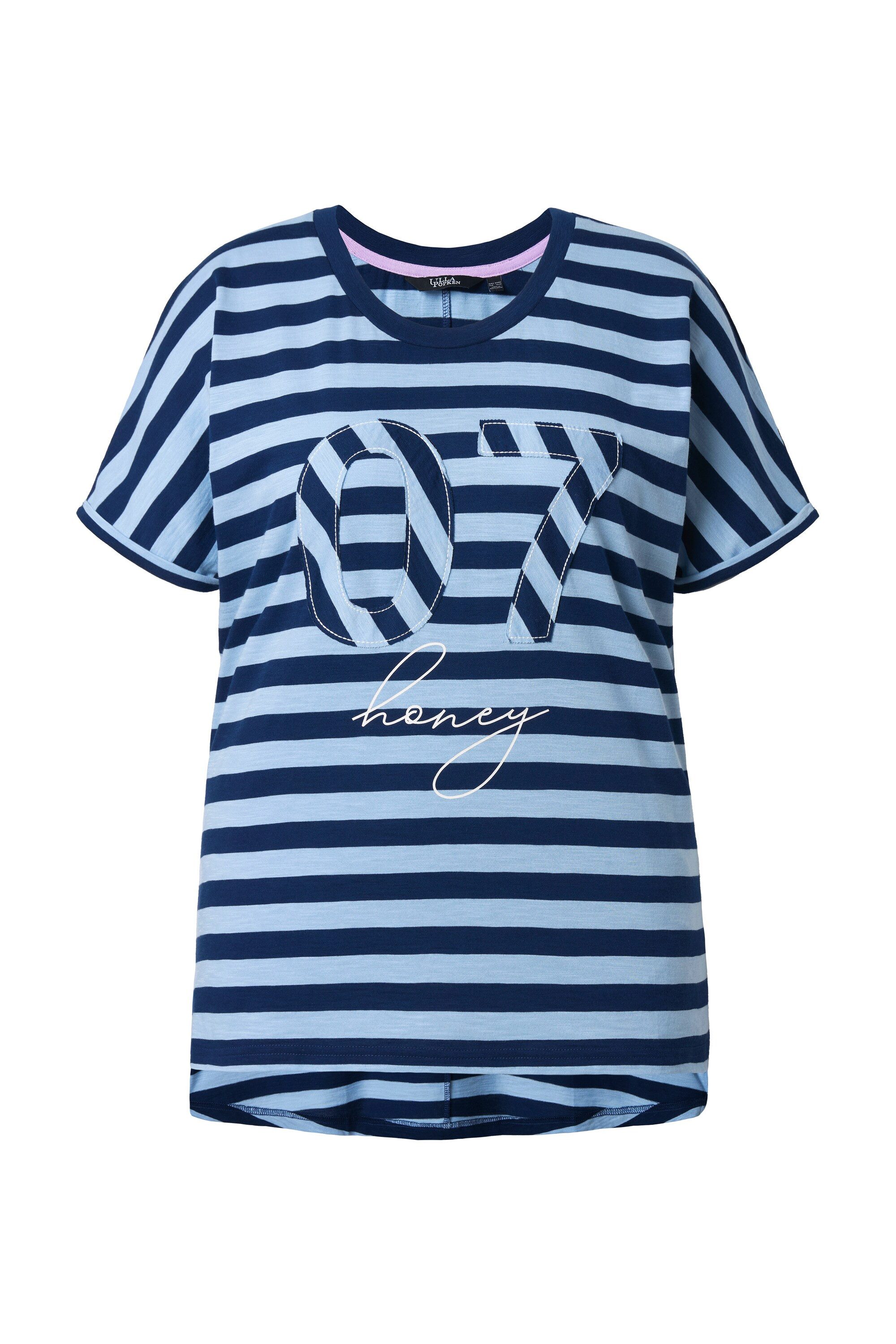 Ulla Popken T-Shirt T-Shirt Ringel Oversized Rundhals Halbarm günstig online kaufen