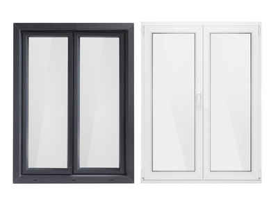 SN DECO GROUP Kunststofffenster Fenster, 2 Flügel, 900x1200, außen anthrazit/innen weiß, 70 mm Profil, (Set), RC2 Sicherheitsbeschlag, Hochwertiges 5-Kammer-Profil