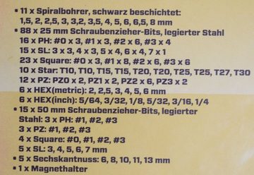 Kraft Werkzeuge Bohrer- und Bitset Praktisches Bohrer- & Bits Komplett-Set im Koffer, 120 tlg., Ideale Grundausstattung für Bohrer-Arbeiten