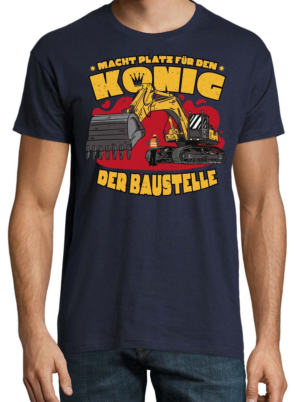 lustigem Frontprint Designz Traktor König Der Herren Baustelle mit Navyblau Youth T-Shirt Shirt