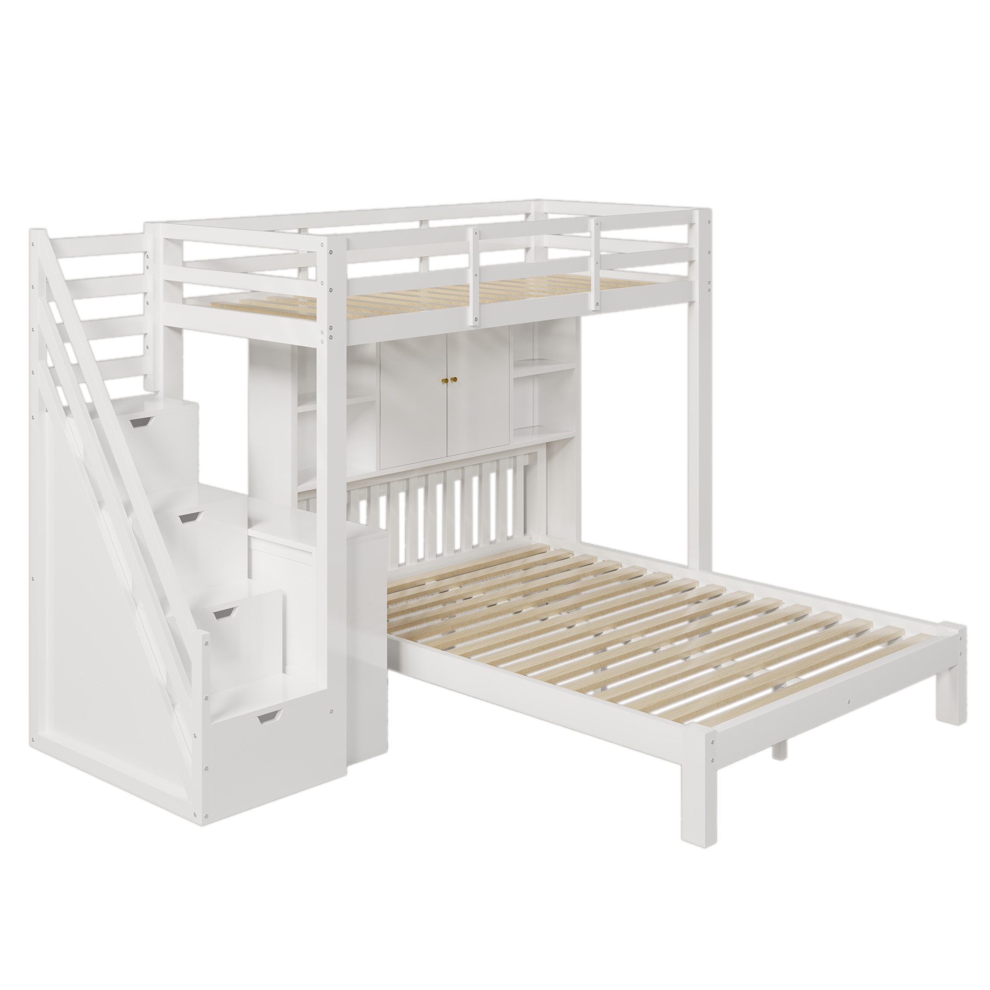 Odikalo Etagenbett Kinderbett mit Lagerregal, 90*200+140*200cm günstig online kaufen