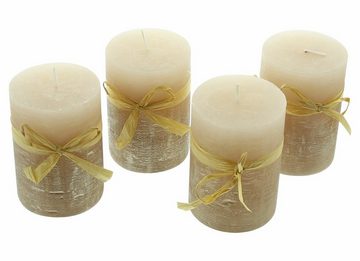 Home-trends24.de Adventskerze Kerze Adventskerze Kerzen Gold Creme Beige Wachs 4er Set (4-tlg)