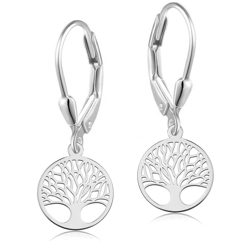 Limana Paar Ohrhänger Frauen Damen echt 925 Sterling Silber Lebensbaum Ohrringe Baum des Lebens, Baum des Lebens, K995o