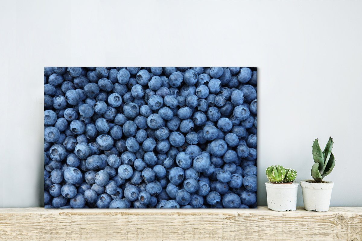 Wandbild - Leinwandbilder, Obst Leinwandbild Wanddeko, Beeren, Aufhängefertig, OneMillionCanvasses® - cm (1 St), Blaubeeren 30x20