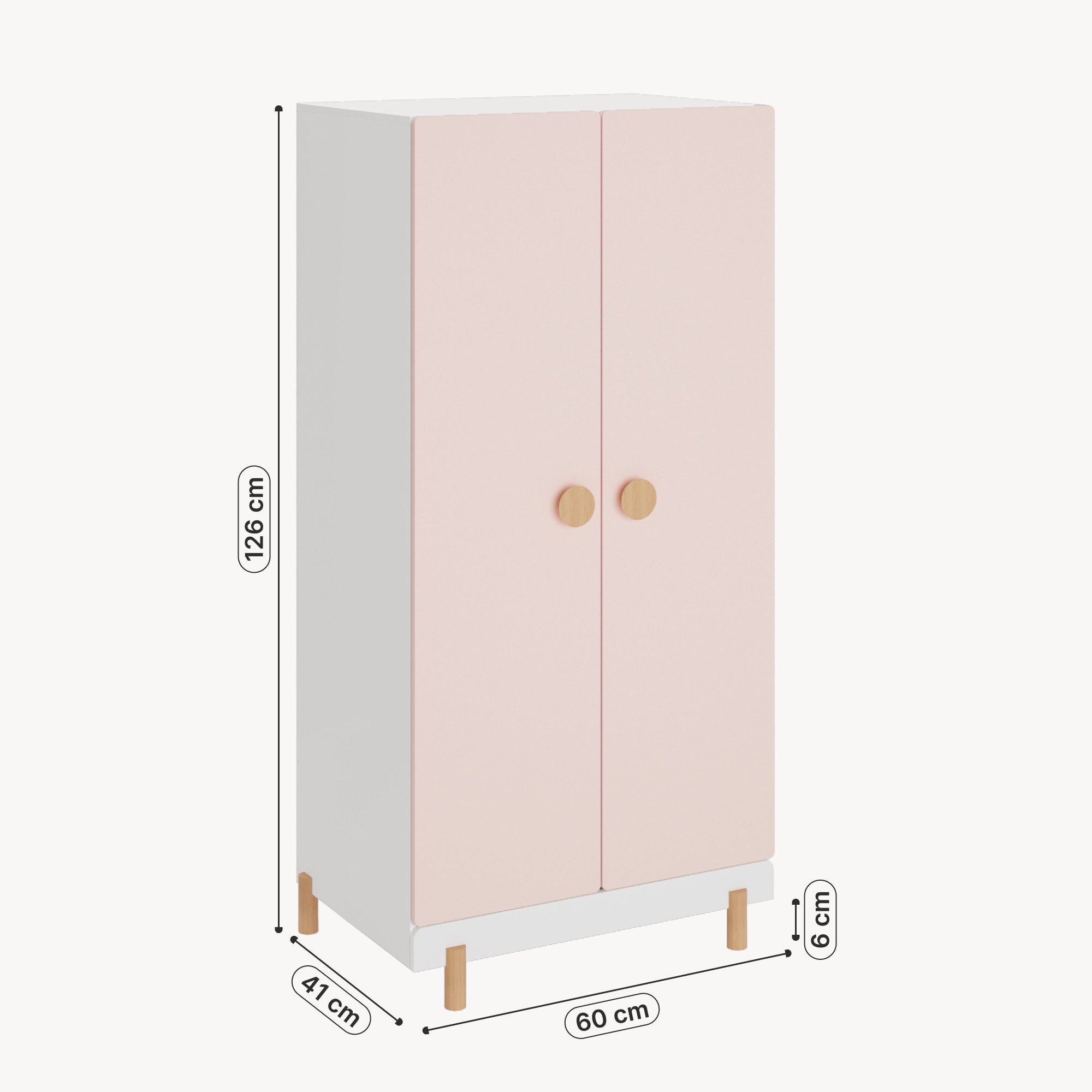 en.casa Kinderkleiderschrank »Vaarentaa« 126x60x41 cm Weiß/Cotton Candy