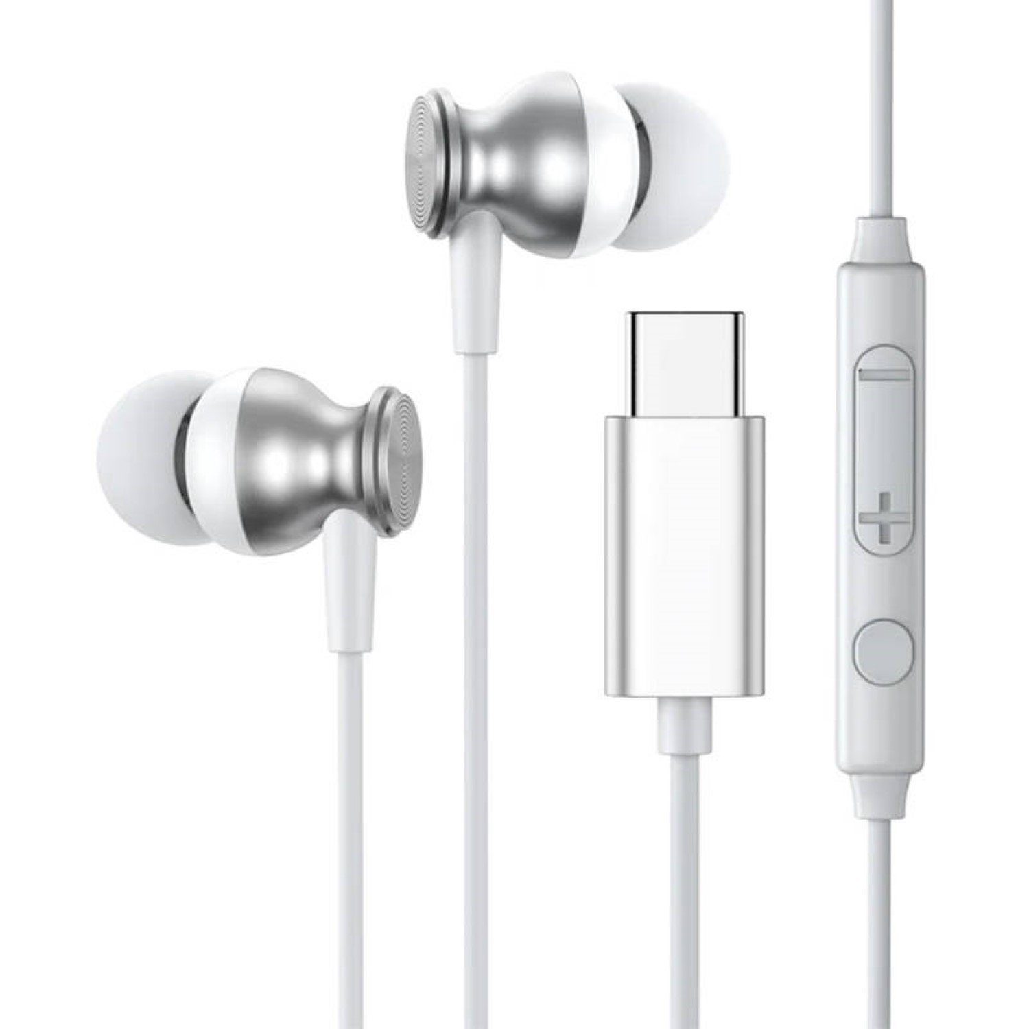 JOYROOM kabelgebundene In-Ear Kopfhörer mit Fernbedienung, USB-C Silber In-Ear-Kopfhörer