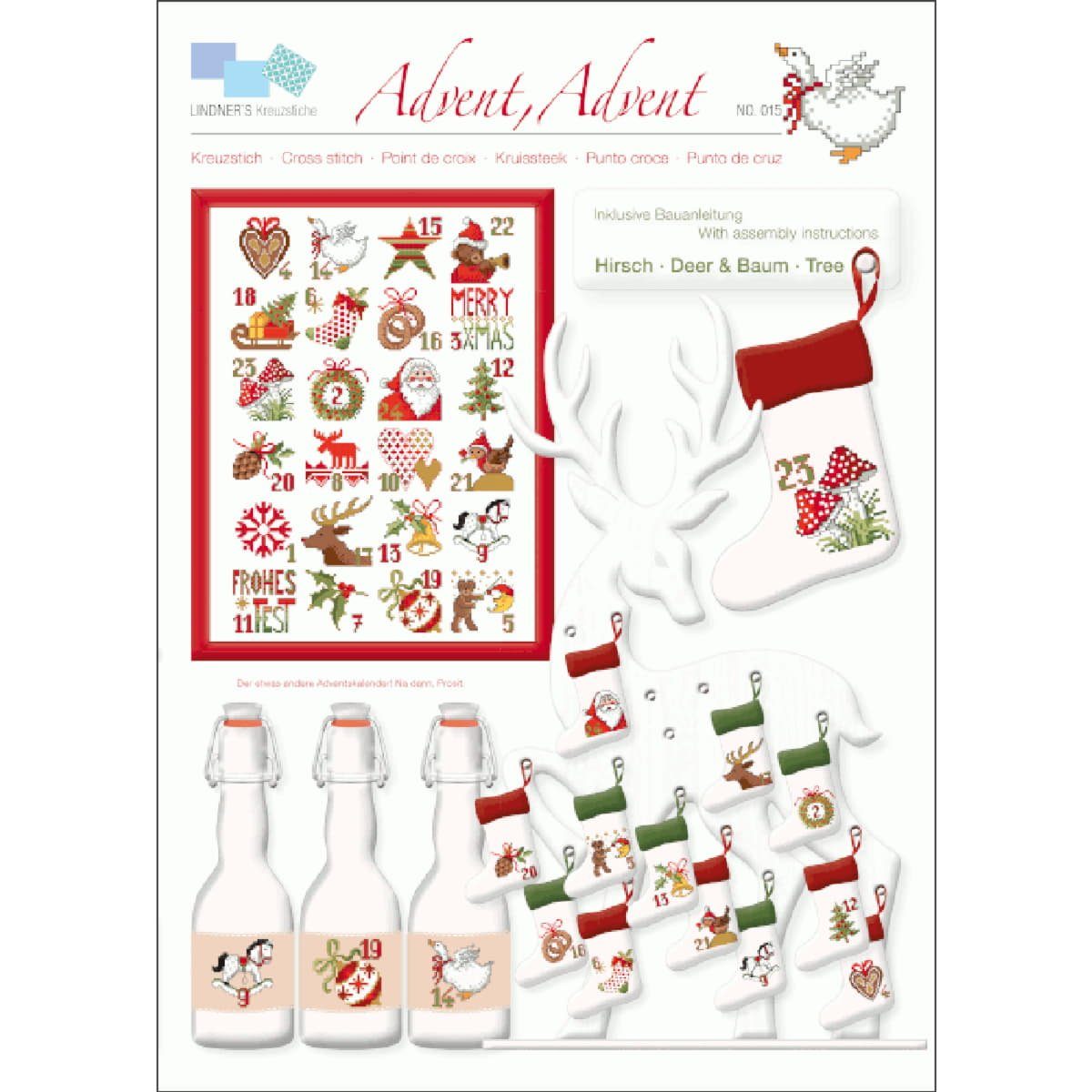 Lindner´s Kreuzstiche Kreativset Lindner´s Kreuzstiche Zählmuster Vorlage "Advent, Advent", 015, (embroidery kit by Marussia)