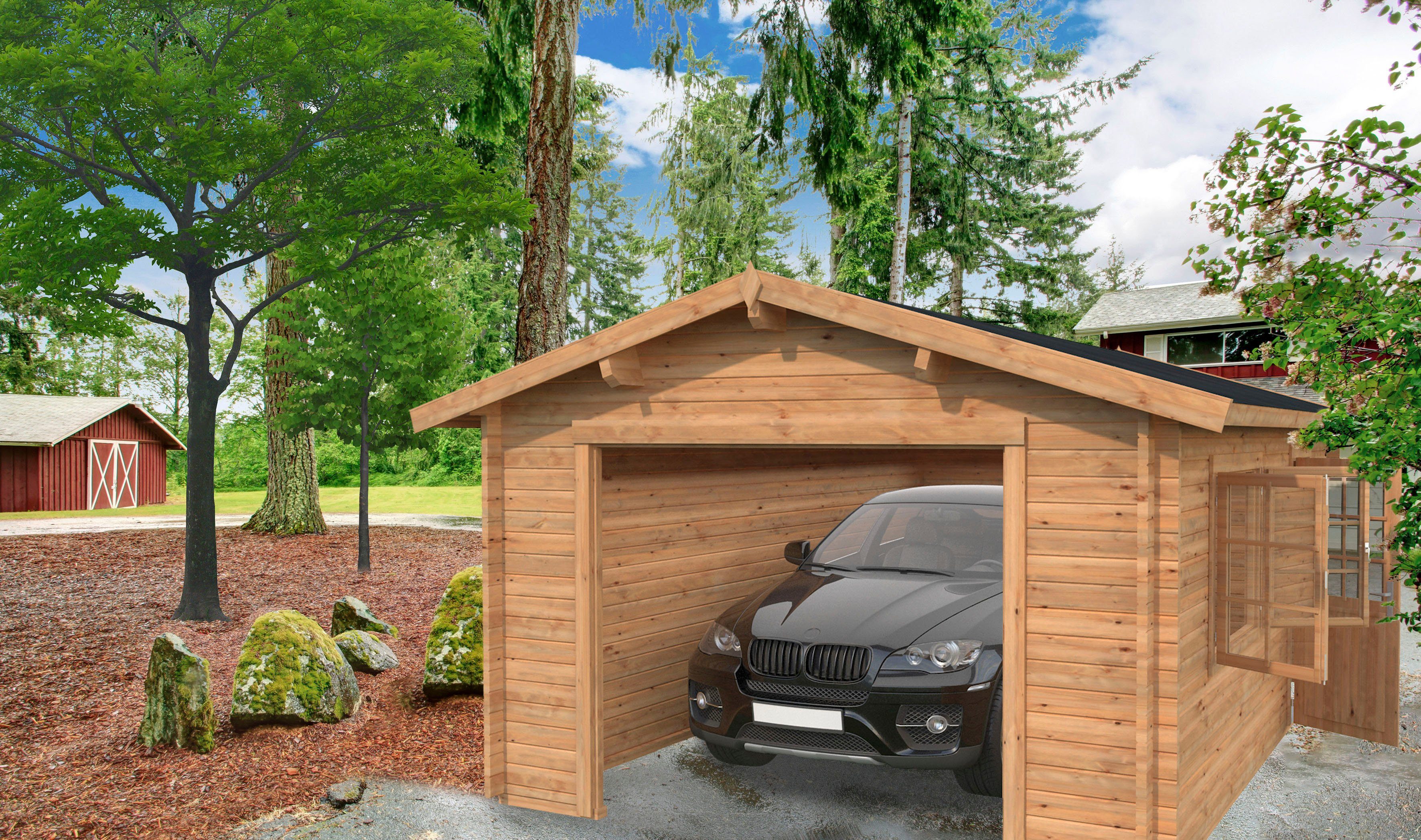 Palmako Garage Irene/Roger, BxTxH: 426x598x276 cm, ohne Tor, hellbraun