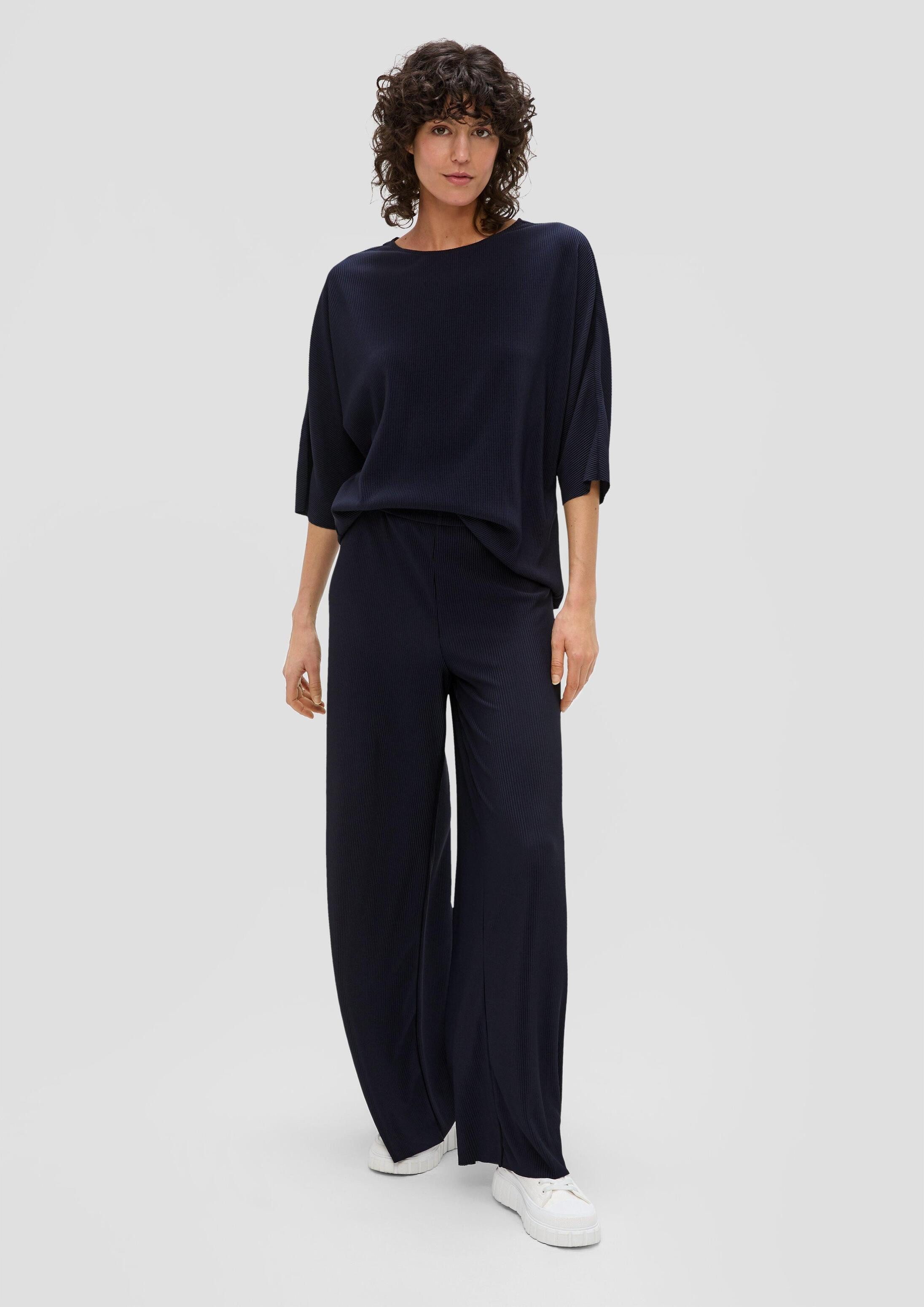 s.Oliver Chinos Hose Regular: Weite plissierte Hose aus Jersey