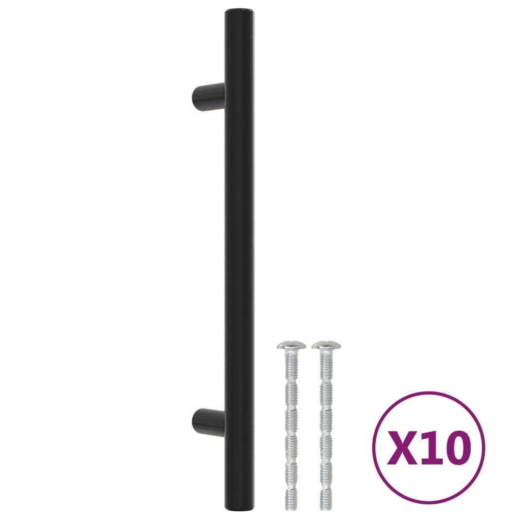 vidaXL Möbelgriff 128 mm Möbelgriffe 10 Stk Schwarz 128 mm Edelstahl Möbelknopf Schrankg