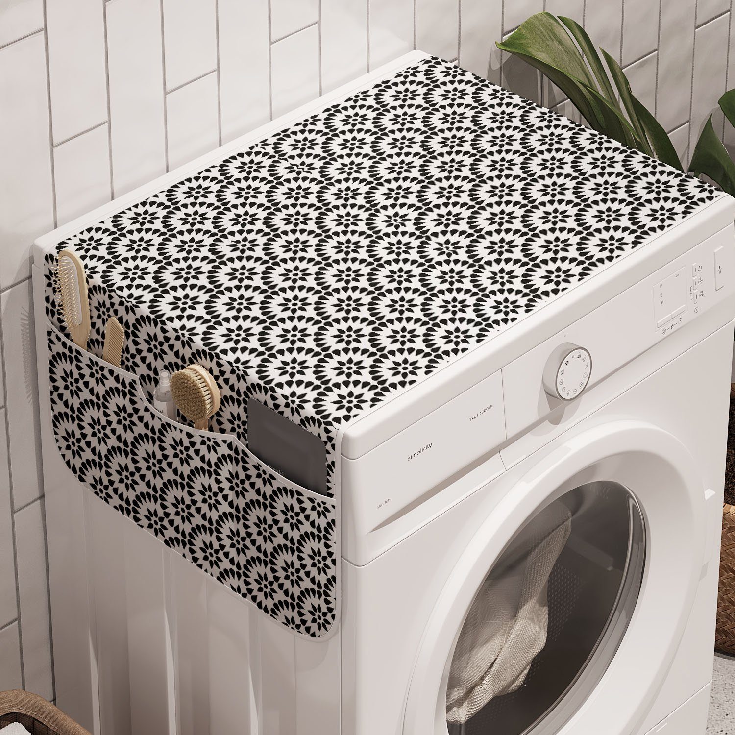 Abakuhaus Trockner, Abstrakt Runde Blatt Badorganizer für Waschmaschine und Monotone Anti-Rutsch-Stoffabdeckung Artikel