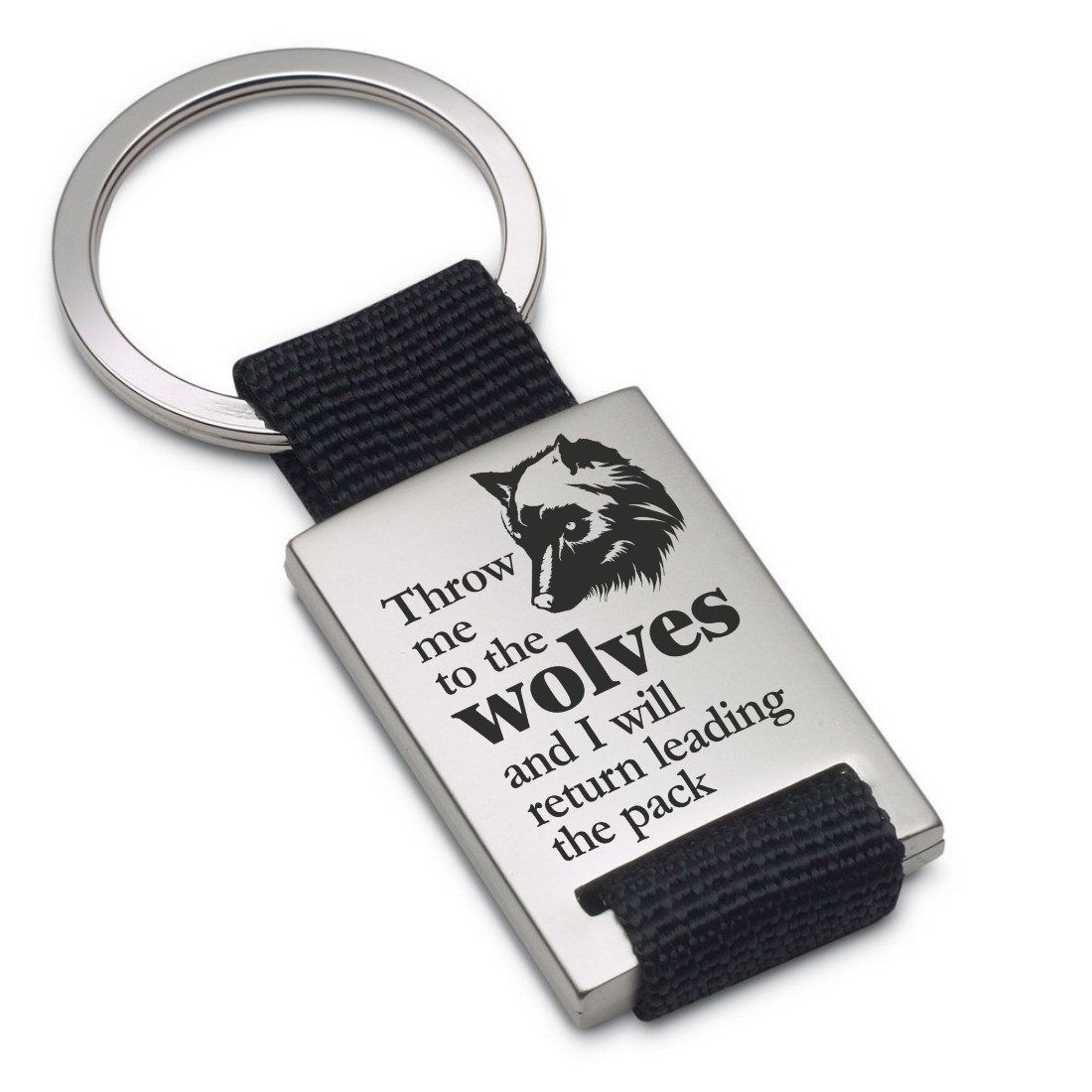LIEBLINGSMENSCH Schlüsselanhänger Throw me to the wolves - ein tolles Geschenk &Glücksbringer (Schlüsselanhänger mit Gravur, inklusive Schlüsselring), Robuste und filigrane Lasergravur mehr