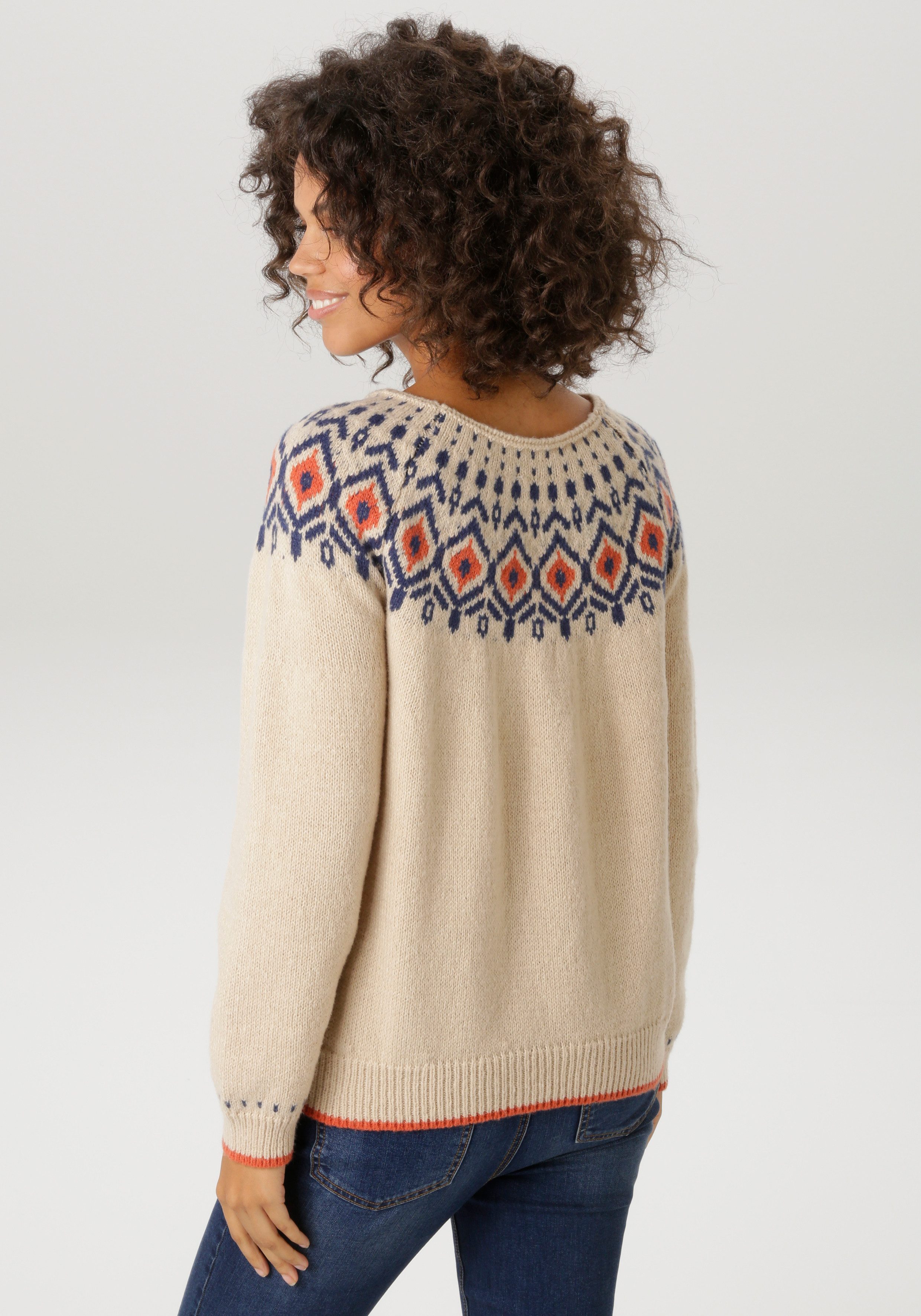 Aniston CASUAL Strickpullover mit farbharmonischen Norweger-Muster - NEUE KOLLEKTION