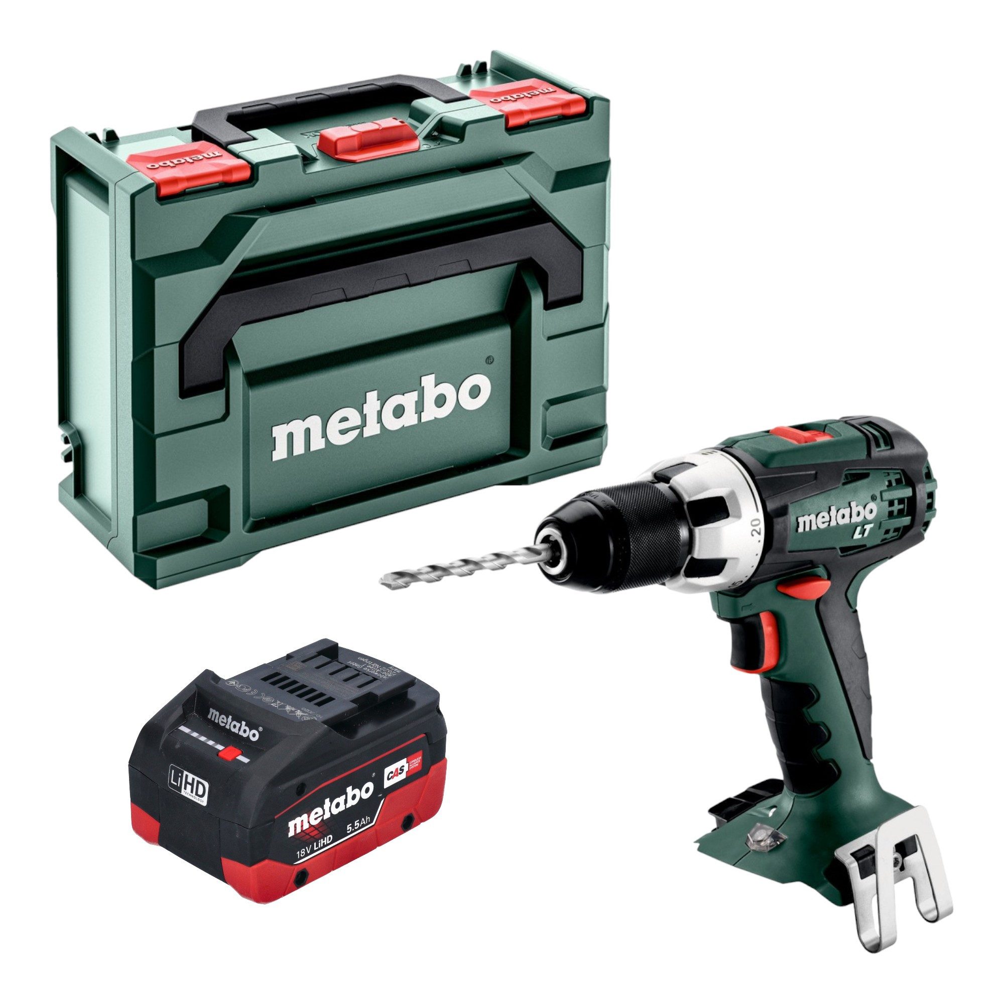 metabo Akku-Schrauber BS 18 LT Akku Bohrschrauber 18 V 60 Nm + 1x LiHD Akku 5,5 Ah + metaBOX
