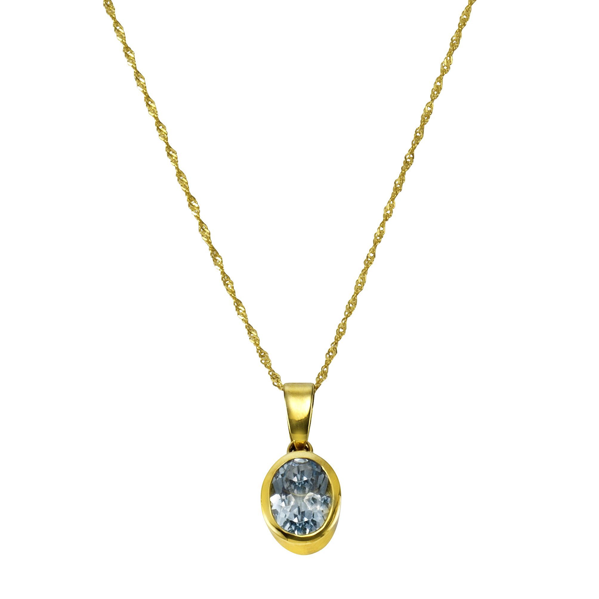 CELESTA Kette mit Anhänger 375/- Gelbgold Blautopas (beh)