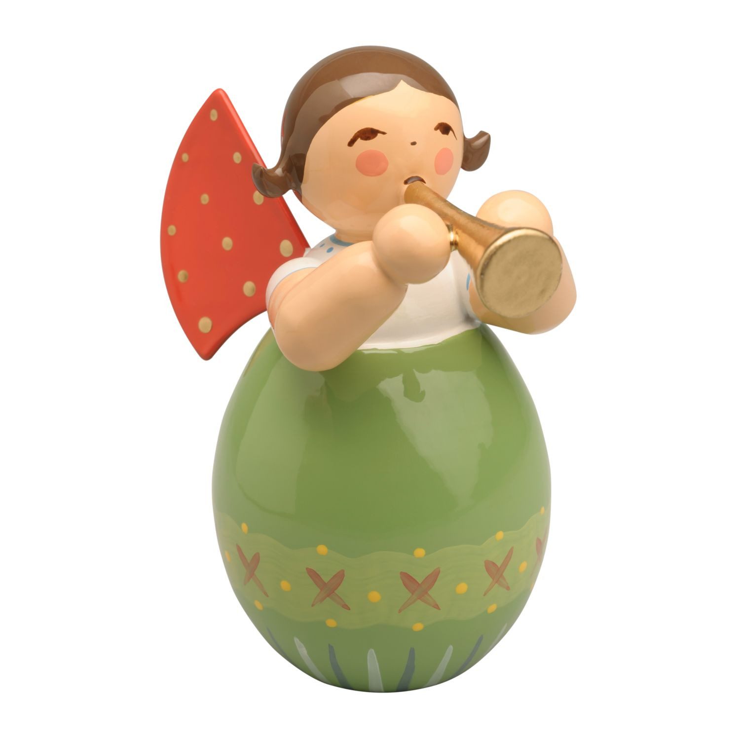 Wendt & Kühn Sammelfigur Engel mit Flöte in grün gemustertem Ei 651/4