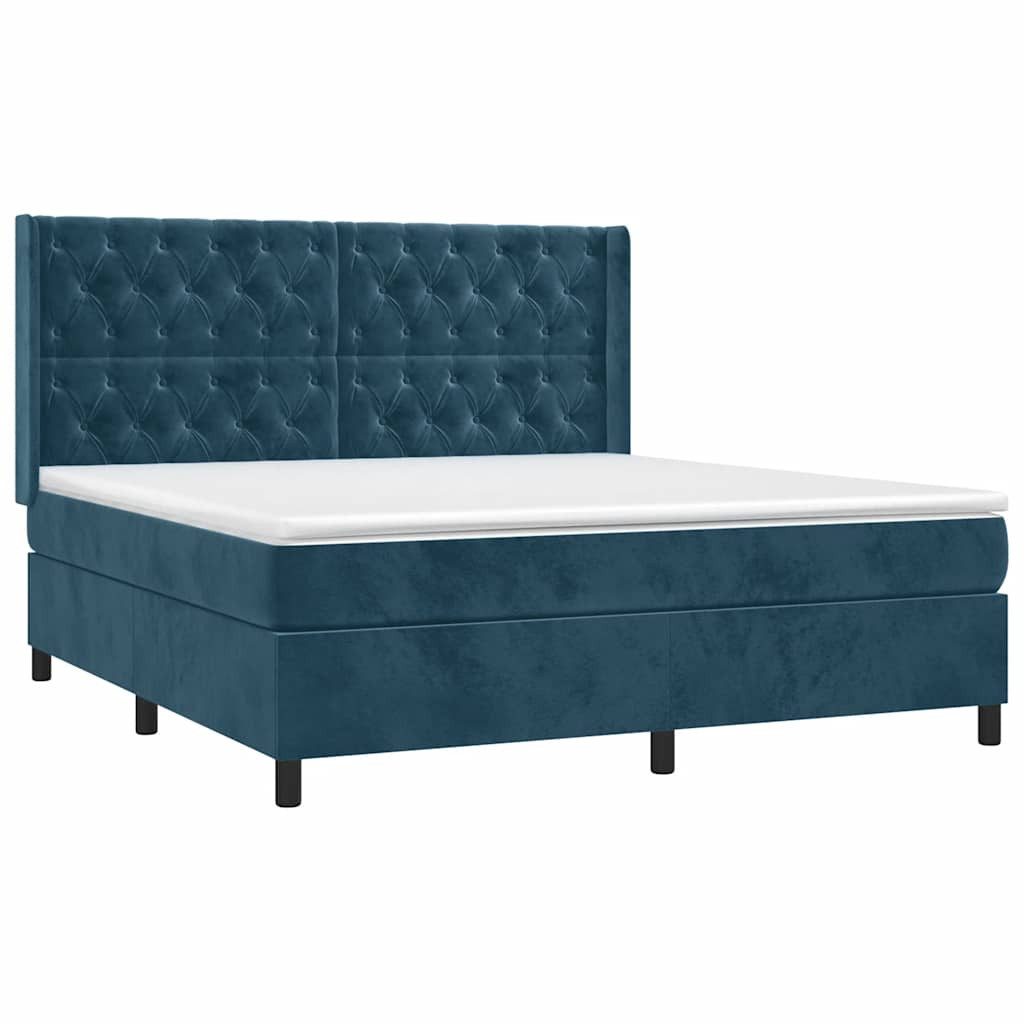 Bett Boxspringbett mit Matratze Dunkelblau 160x200 cm Samt