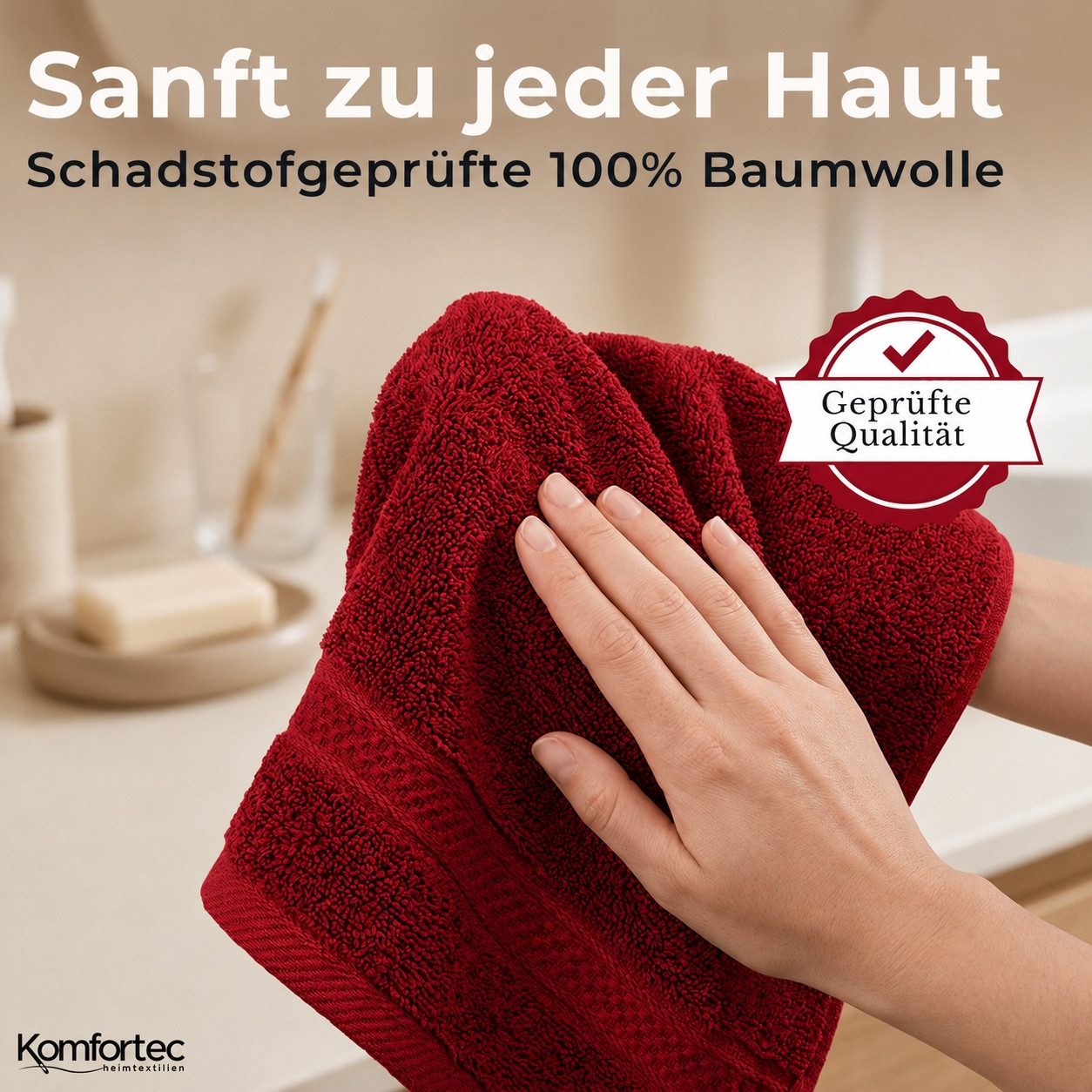 Komfortec Gästehandtücher Set aus 100% Baumwolle, (12-St)