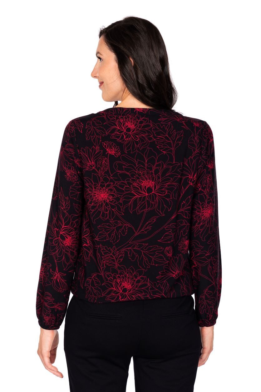 einfach Schön Langarmbluse Aurelia schwarz-rot mit Allover Print
