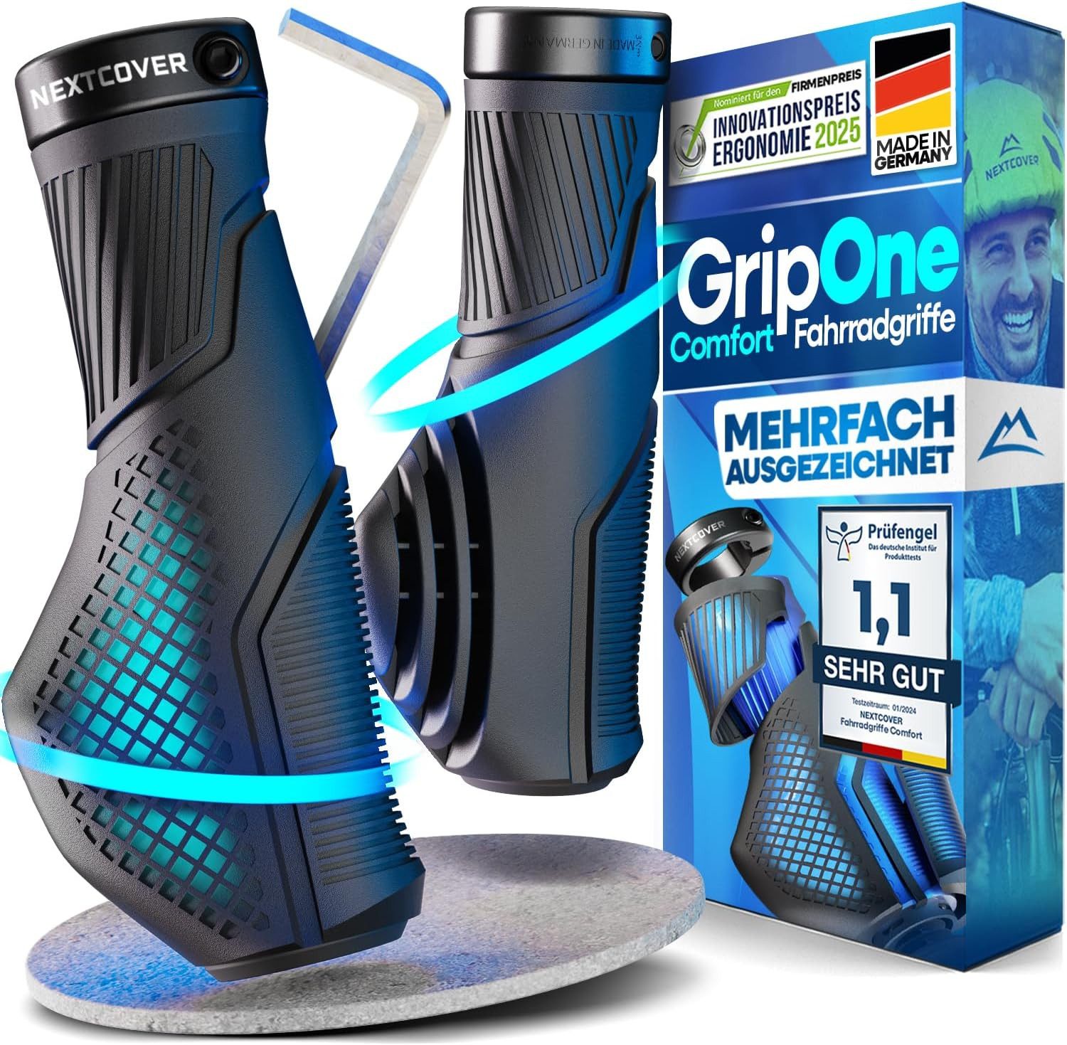 Nextcover Fahrradlenkergriff NEXTCOVER® Fahrradgriffe ergonomisch mit [Comfort-Grip-Technologie]