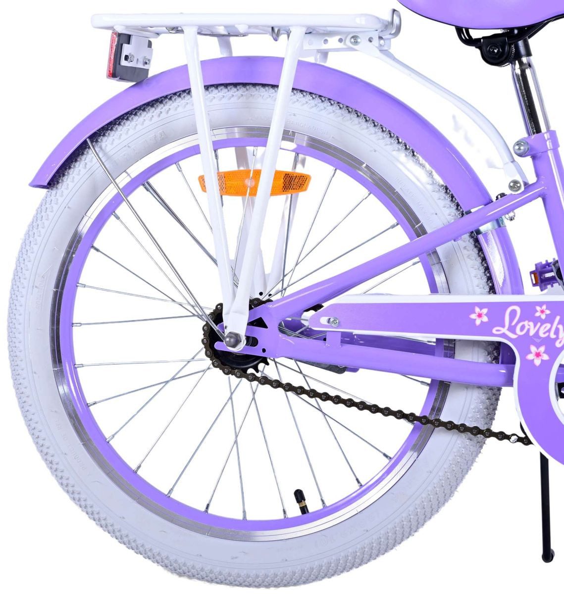 Volare Kinderfahrrad 20 ZOLL Kinder Mädchen Fahrrad Kinderfahrrad Rad LOVELY Lila 22123, 1 Gang, Rücktrittbremse, Korb, Seitenständer, Gepäckträger, Schutzbleche