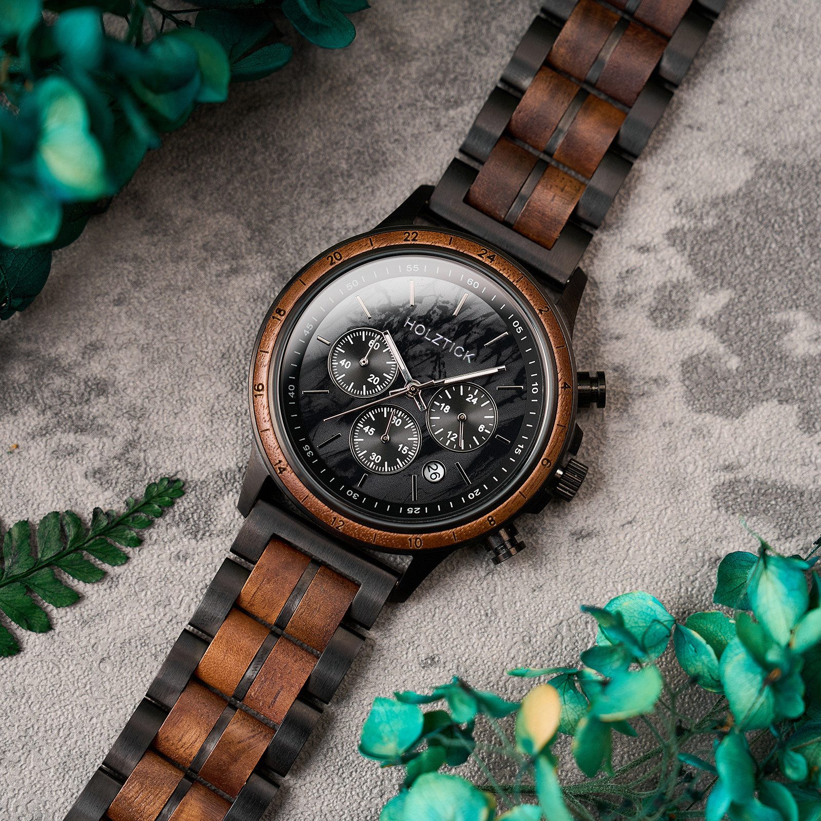 Holztick Bavaria Chronograph Alois ALOIS, Ziffernblatt aus Marmor