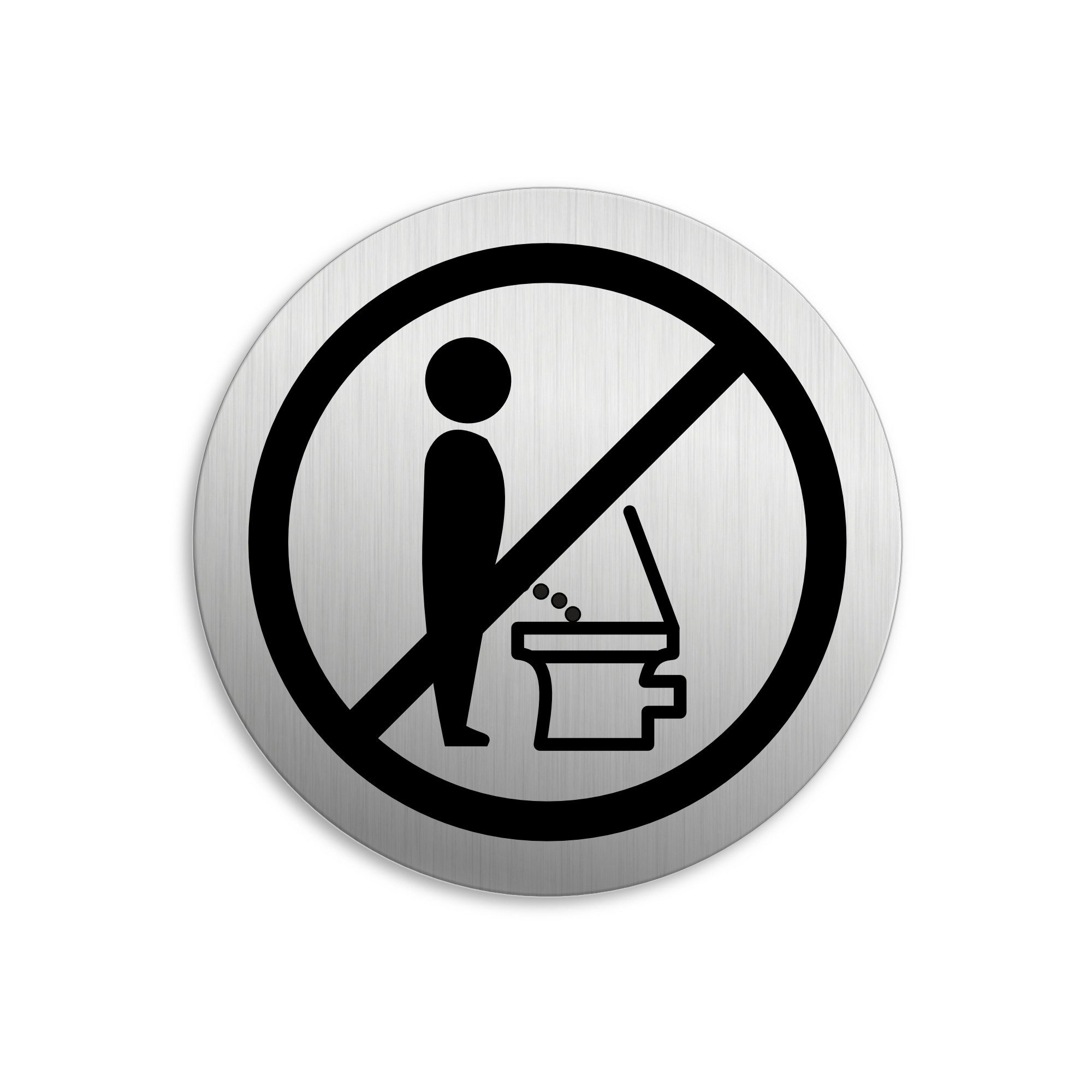 OFFORM DESIGN Metallschild Nicht im stehen pinkeln Ø 75 mm Edelstahloptik s günstig online kaufen