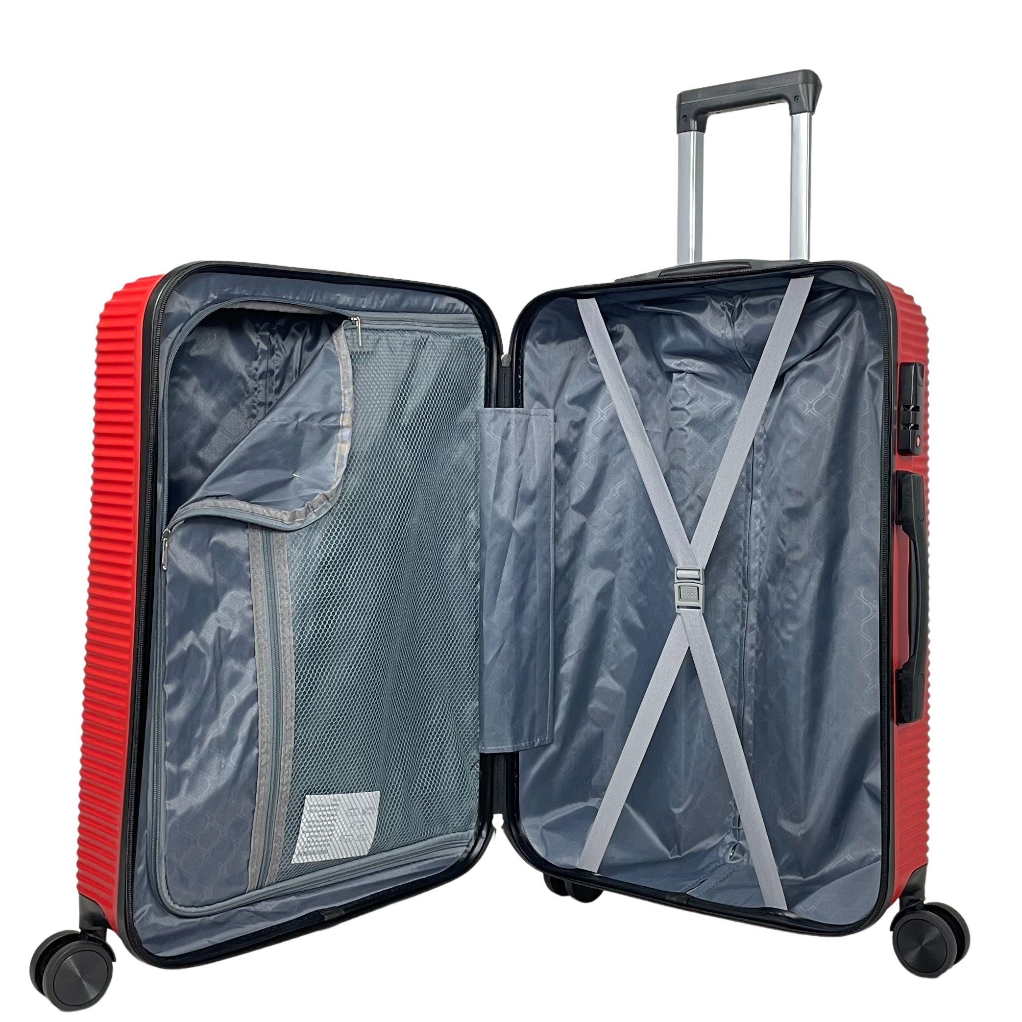 Hartschalenkoffer MTB Reisekoffer ABS Rot (Handgepäck-Mittel-Groß-Set) Koffer