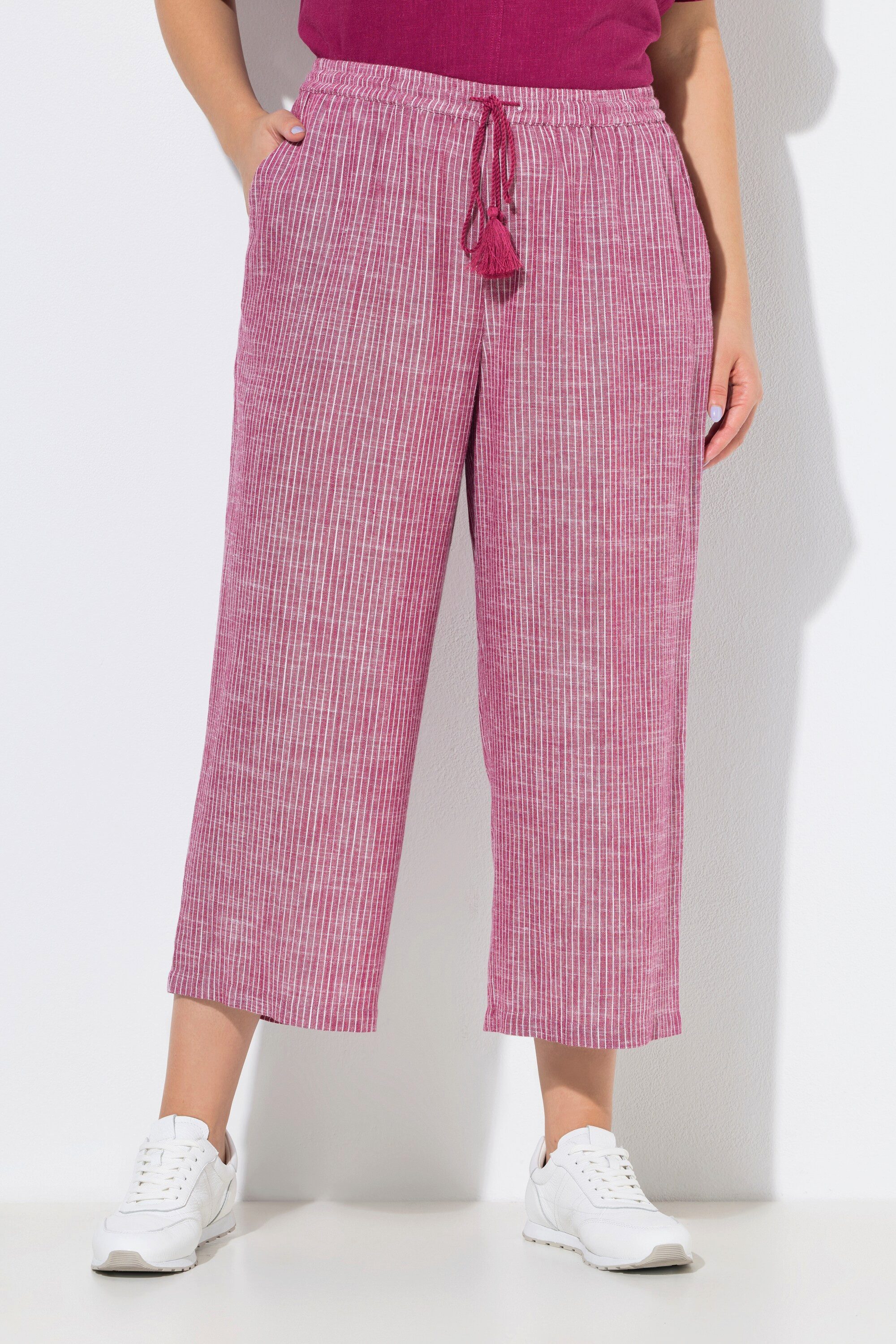 Ulla Popken Culotte Culotte Rose Streifen Leinenmix weites Bein