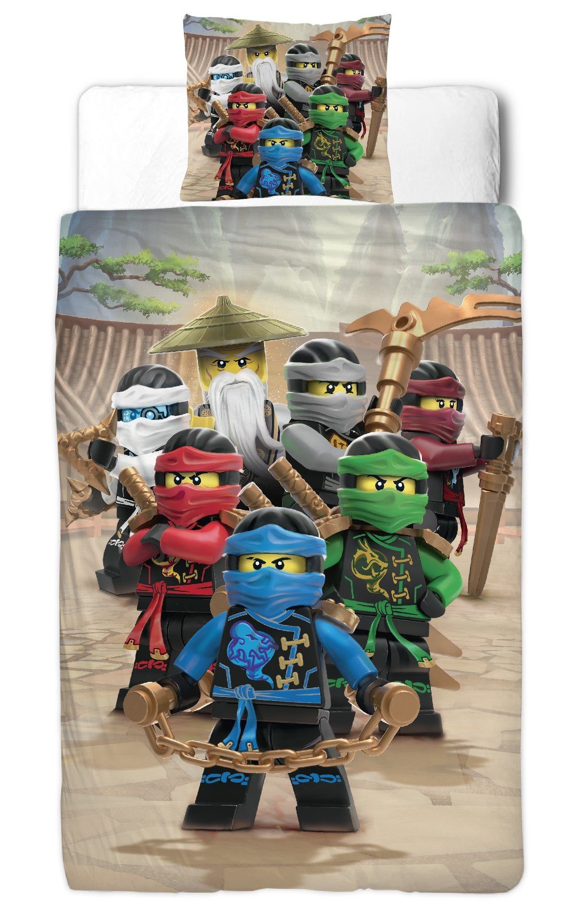 Bettwäsche Lego Ninjago 135x200 + 80x80 cm, 100 % Baumwolle, MTOnlinehandel, Renforcé, 2 teilig, Kinder-Bettwäsche für Ninja Fans