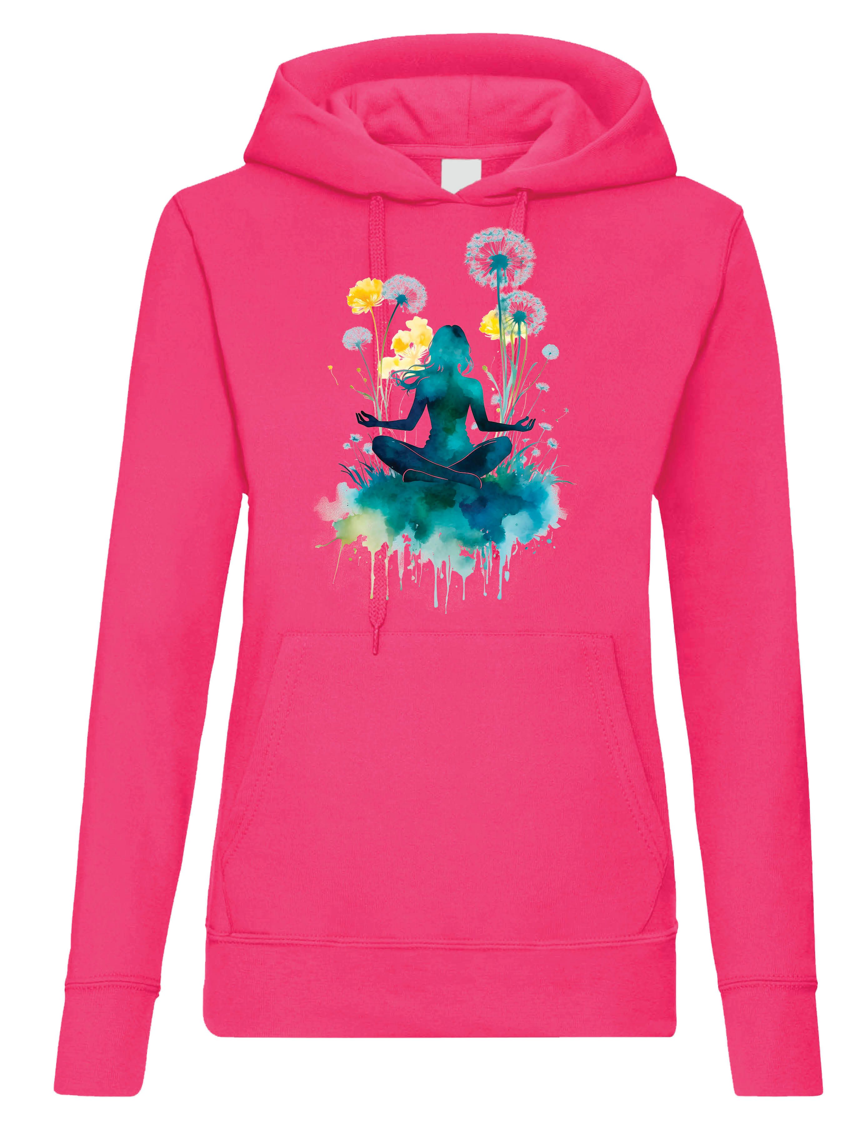 Youth Designz Kapuzenpullover Damen Hoodie Пуловеры "Yoga Frau" zum entspannen und erholen mit trendigem Frontprint