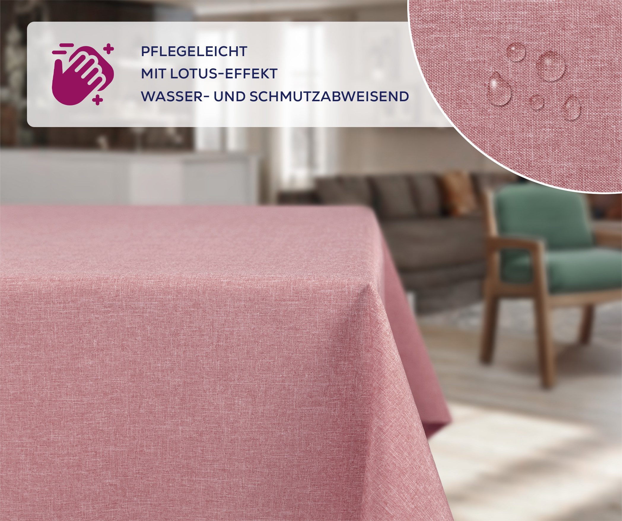 Beautex Tischdecke Fleckenabweisende bügelfreie Tischdecke mit Lotuseffekt, günstig online kaufen
