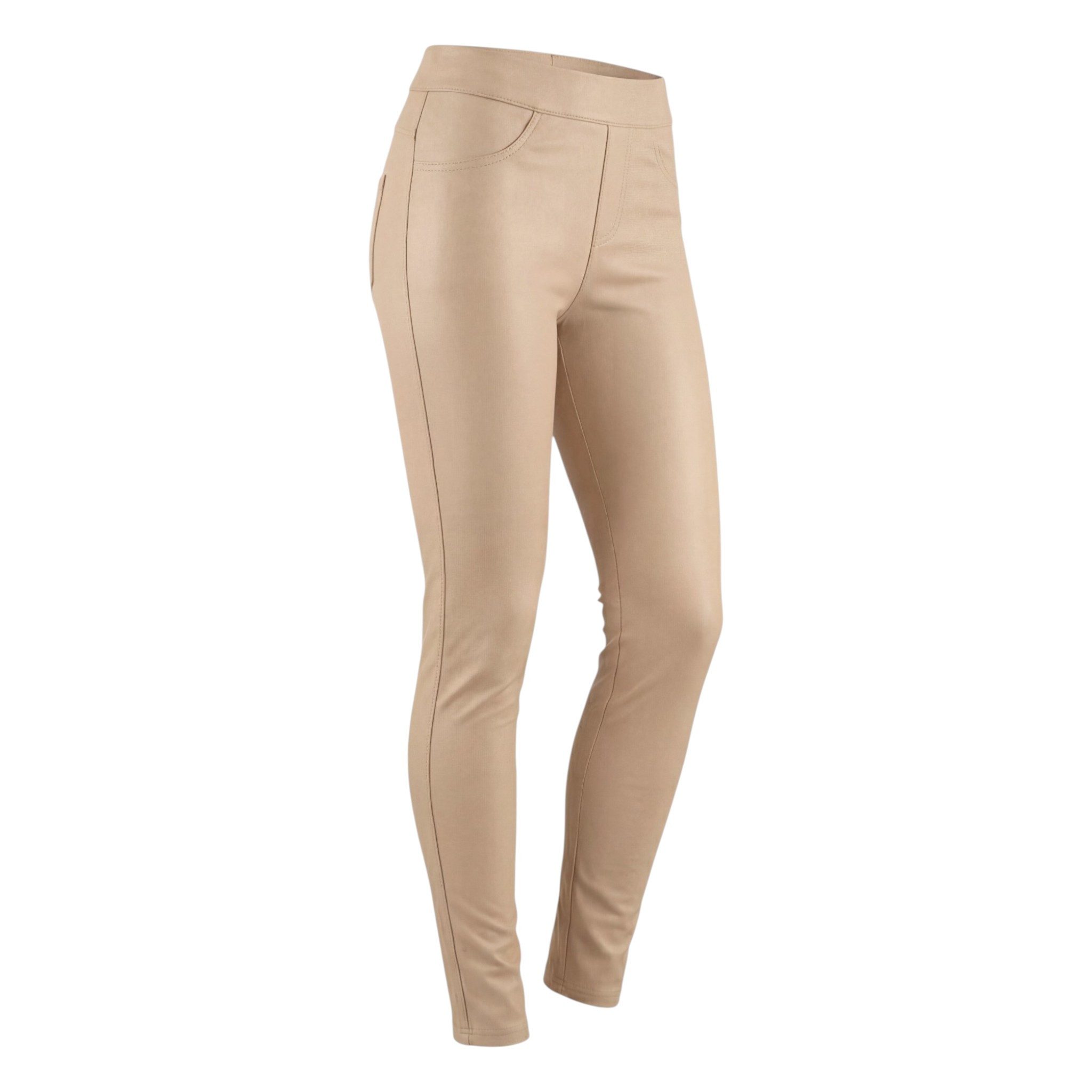 Aurela Damenmode Thermoleggings Damen Leder Hose gefütterte Kunstleder Leggings extra Slim, breiter Gummizug, moderner 5 Pocket-Style
