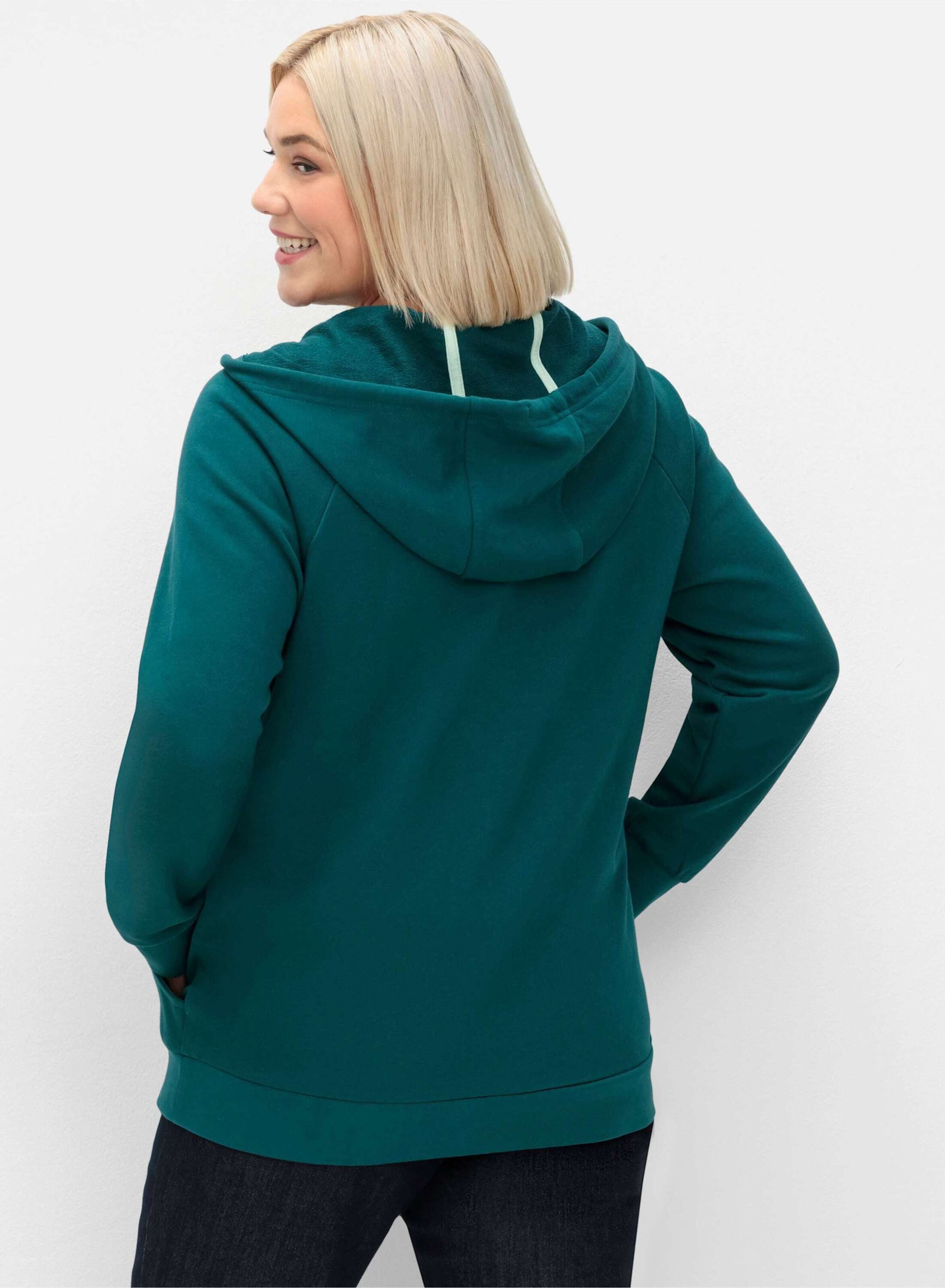 Sheego Shirtjacke Kapuzensweatjacke Langarm