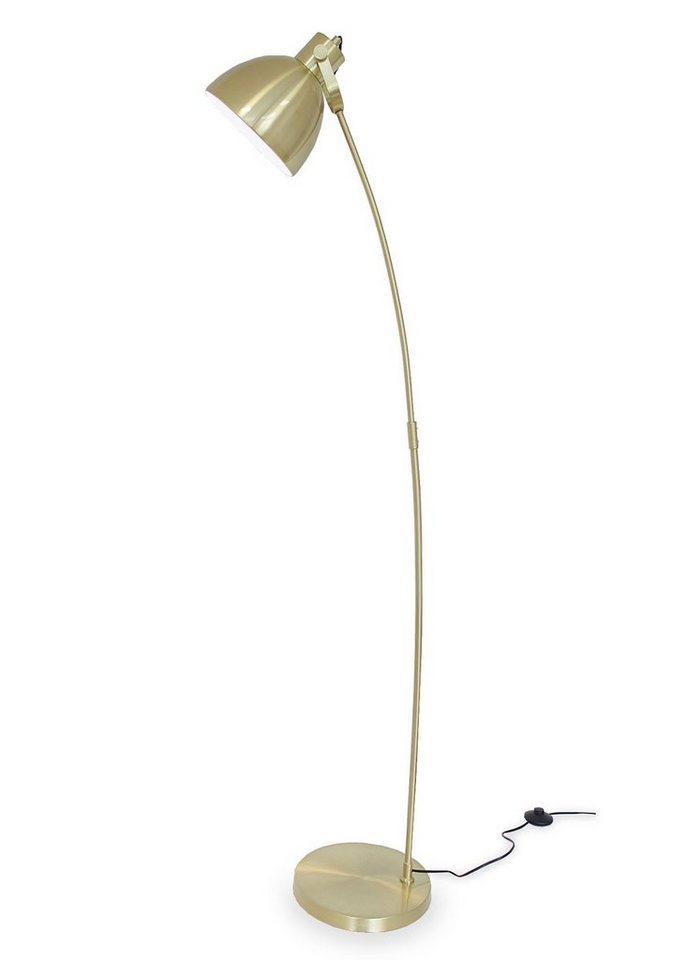 Kiom Stehlampe Leseleuchte Kaselo Messing gebürstet 48x165cm E27,  Lampenkopf 360° drehbar, Leuchtmittel nicht inklusive, Leuchtmittel abhängig