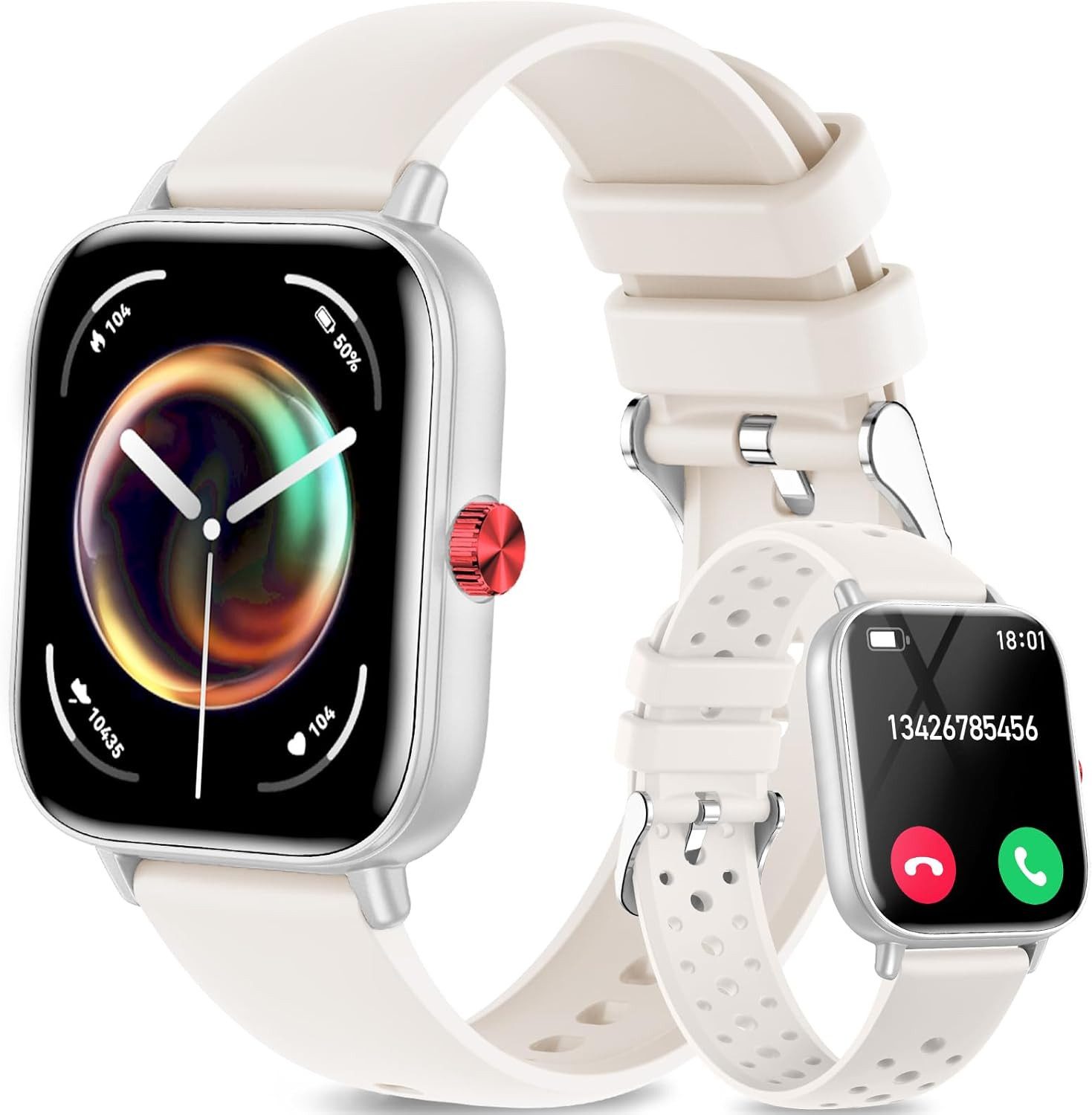 Fitonme F128 Smartwatch (4,3 cm, android ios), Smartwatch mit Telefonfunktion Fitnessuhr mit 1.83 Zoll Touchscreen