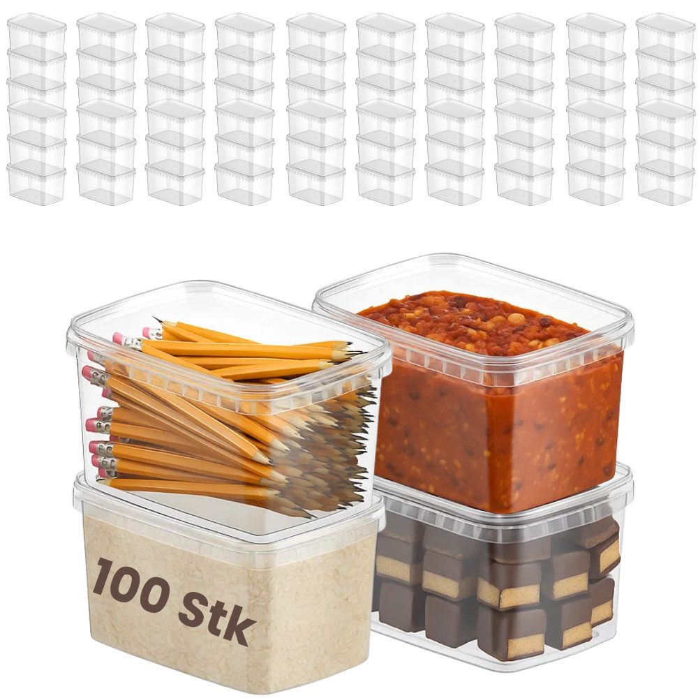 mikken Frischhaltedose Gefrierdose 1800 ml mit Frischhaltedose mit Deckel, (Spar-Set, 100-tlg., 10er bis 100er Set), stapelbar, luftdicht, verschiedene Set-Größen