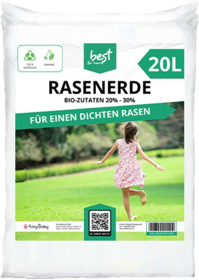 Best for Home Bio-Erde Bio-Blumenerde – Torffrei, für Zimmer- & Balkonpflanzen Rasenerde mit Bio-Zutaten: 20% - 30%, mit Organische Pflanzerde, (Einzelartikel, 1-St., 20L / 50L Sack), Bio und torffrei, ideal für Blumenbeete und Kübel