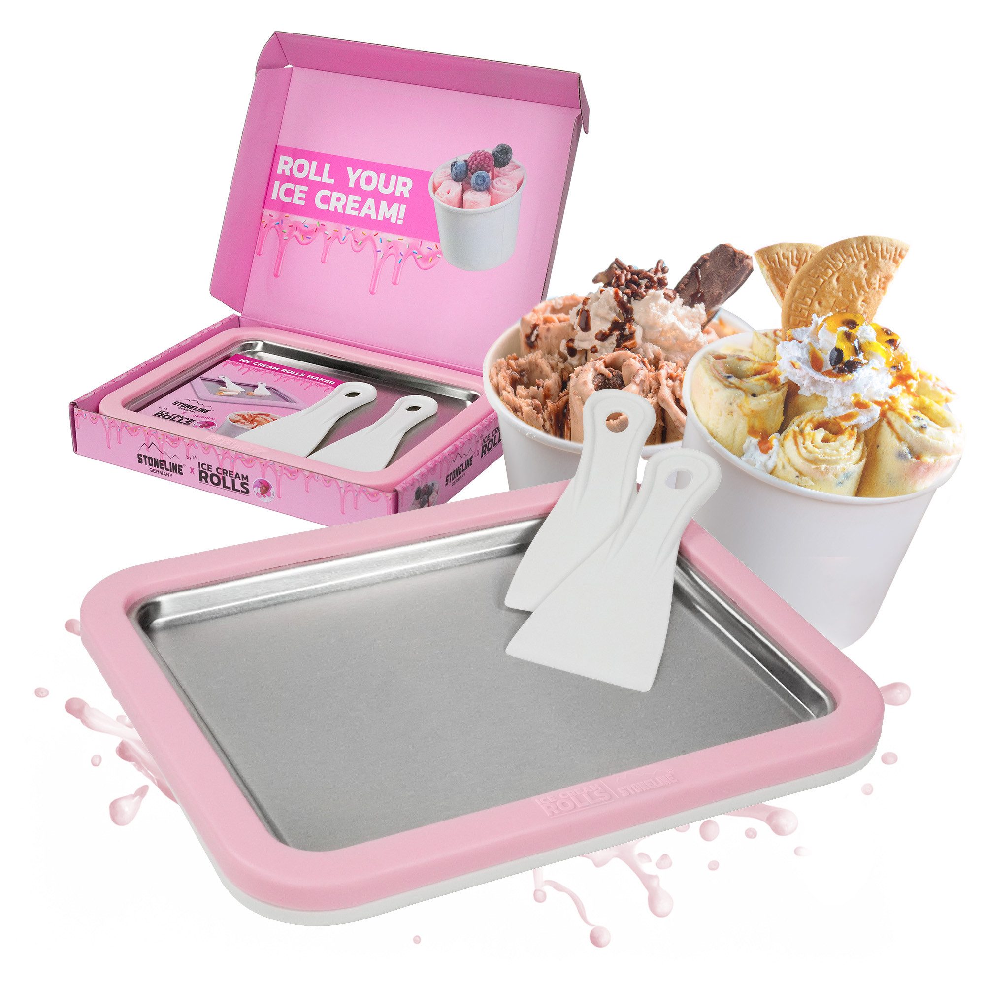STONELINE Eismaschine by Mr. Ice Cream Rolls Maker Eisplatte für Hausgemachte Eiscreme