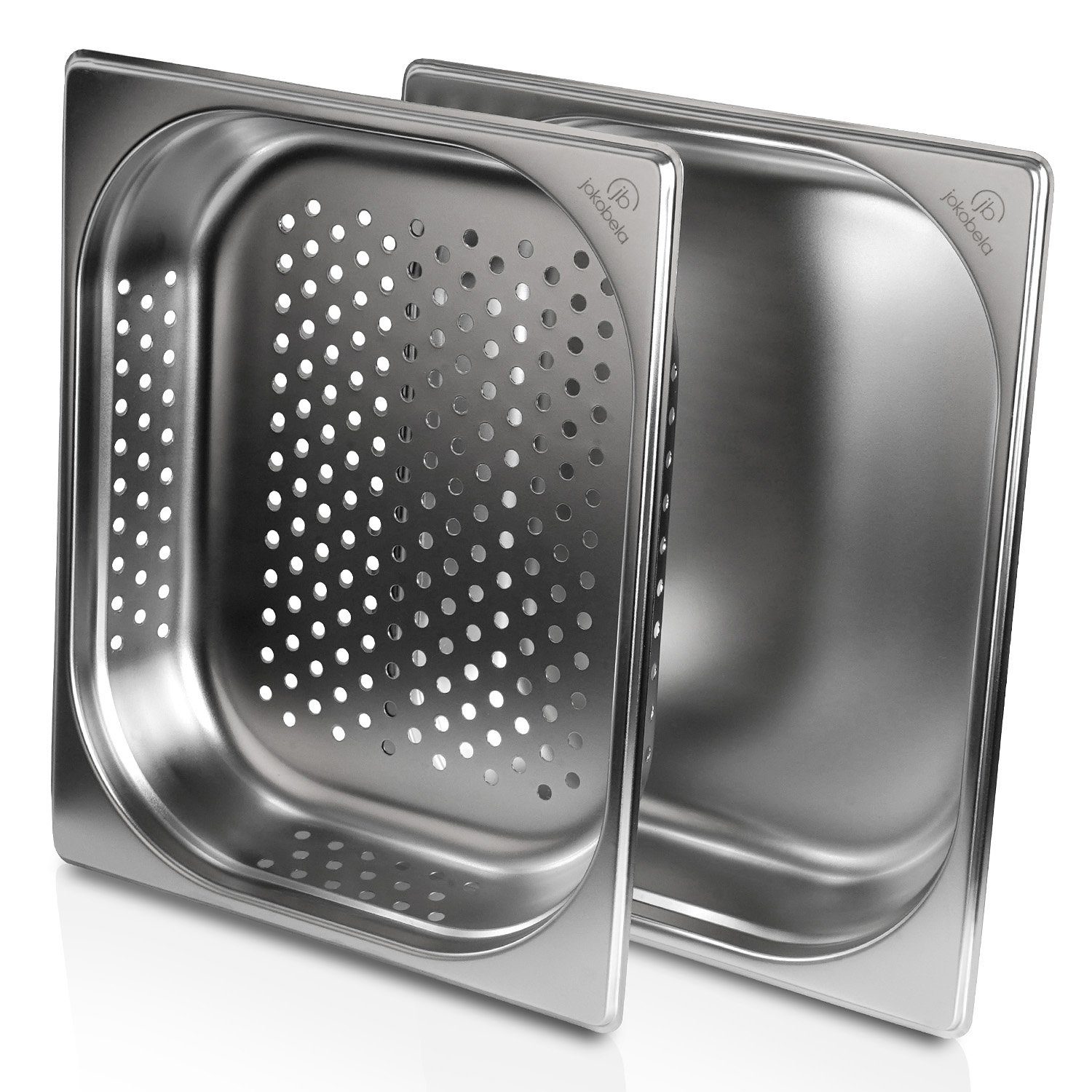 jokobela Thermobehälter GN Gastro Norm Behälter, Edelstahl (1x gelocht / 1x ungelocht), (Spar-Set, GN 1/2 65mm, 2-tlg), GN Behälter SET :: GN 1/2 65mm, 1x gelocht, 1x ungelocht :: geeignet f