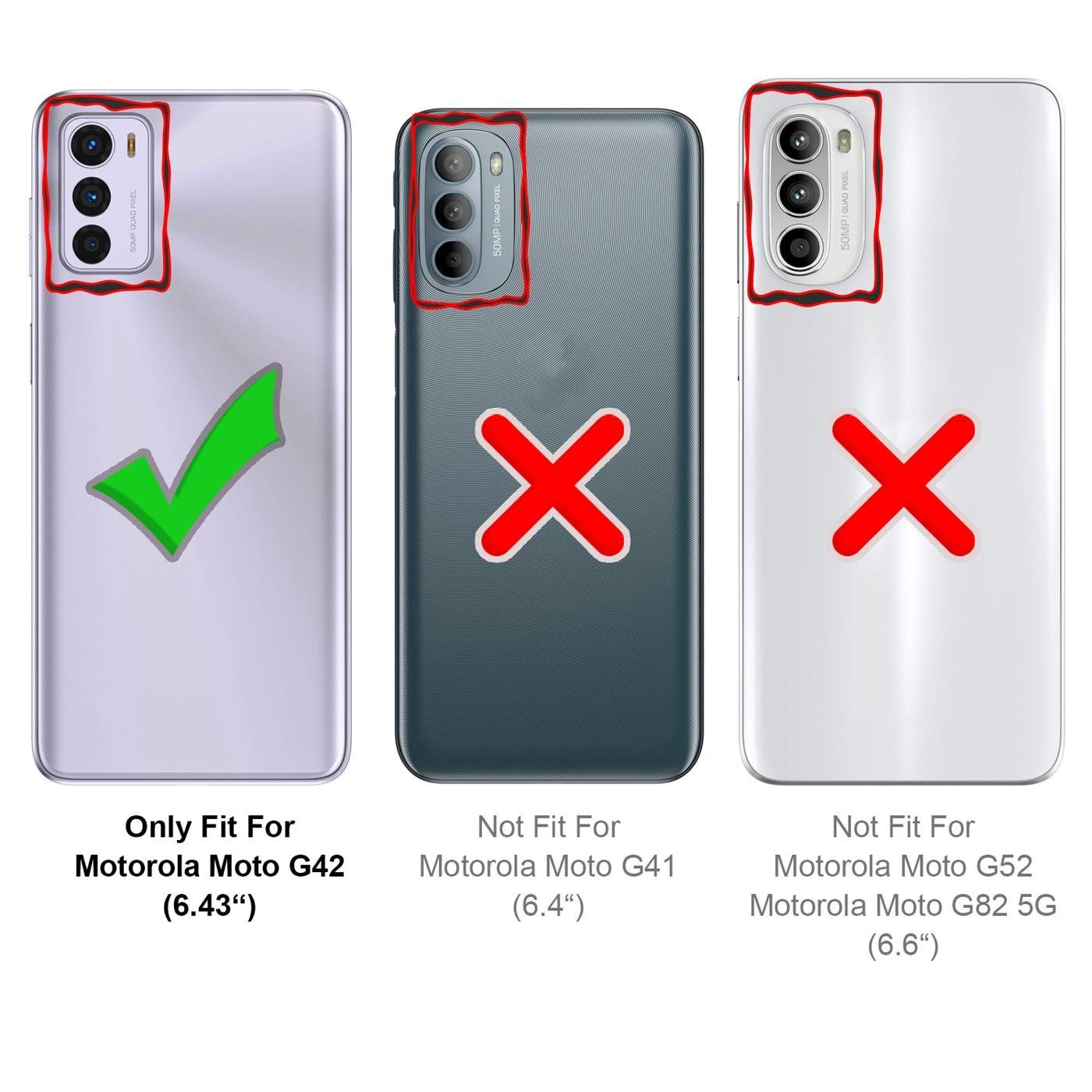 CoolGadget Handyhülle Wallet Klapp Tasche Book Case für Motorola Moto G42 6,4 Zoll, Hülle Klapphülle Flip Cover Etui Schutzhülle