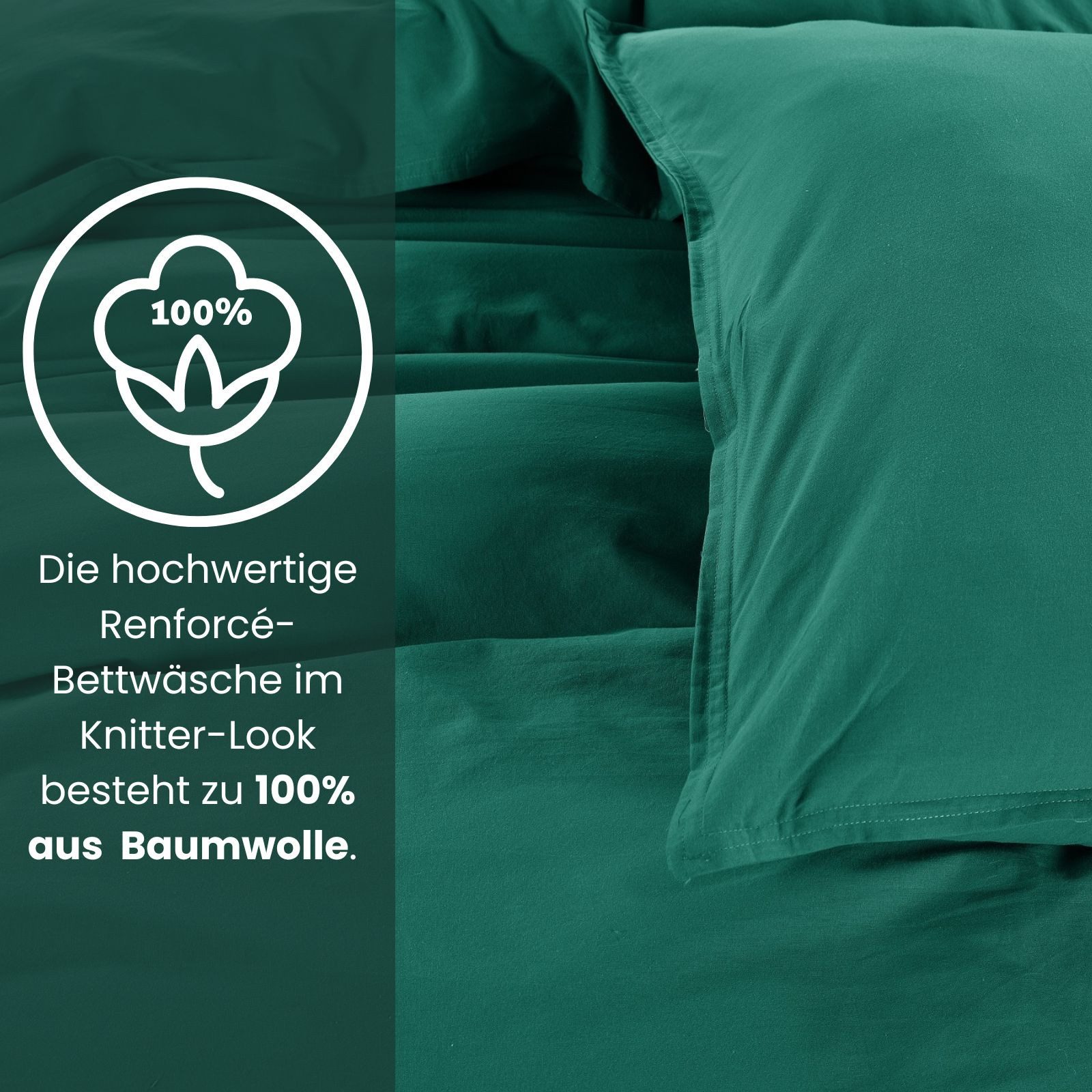 wometo Bettwäsche Stone Washed 135x200 Renforcé, Baumwolle, 2 teilig, OEKO-TEX®, 100% Baumwolle, Bettwäsche im Knitterlook mit Stehsaum – Bild 3 von 5