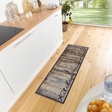 Läufer Waschbarer Küchenläufer Kitchen Holzoptik Braun Taupe, Zala Living, rechteckig, Höhe: 5 mm