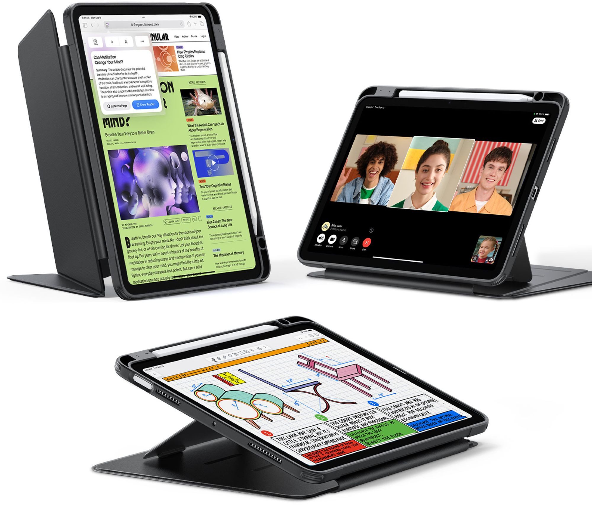 ESR Tablet-Hülle Flip Hybrid Case 11", 3 Querformat-Modi, "Wake-/Sleep-" Funktion