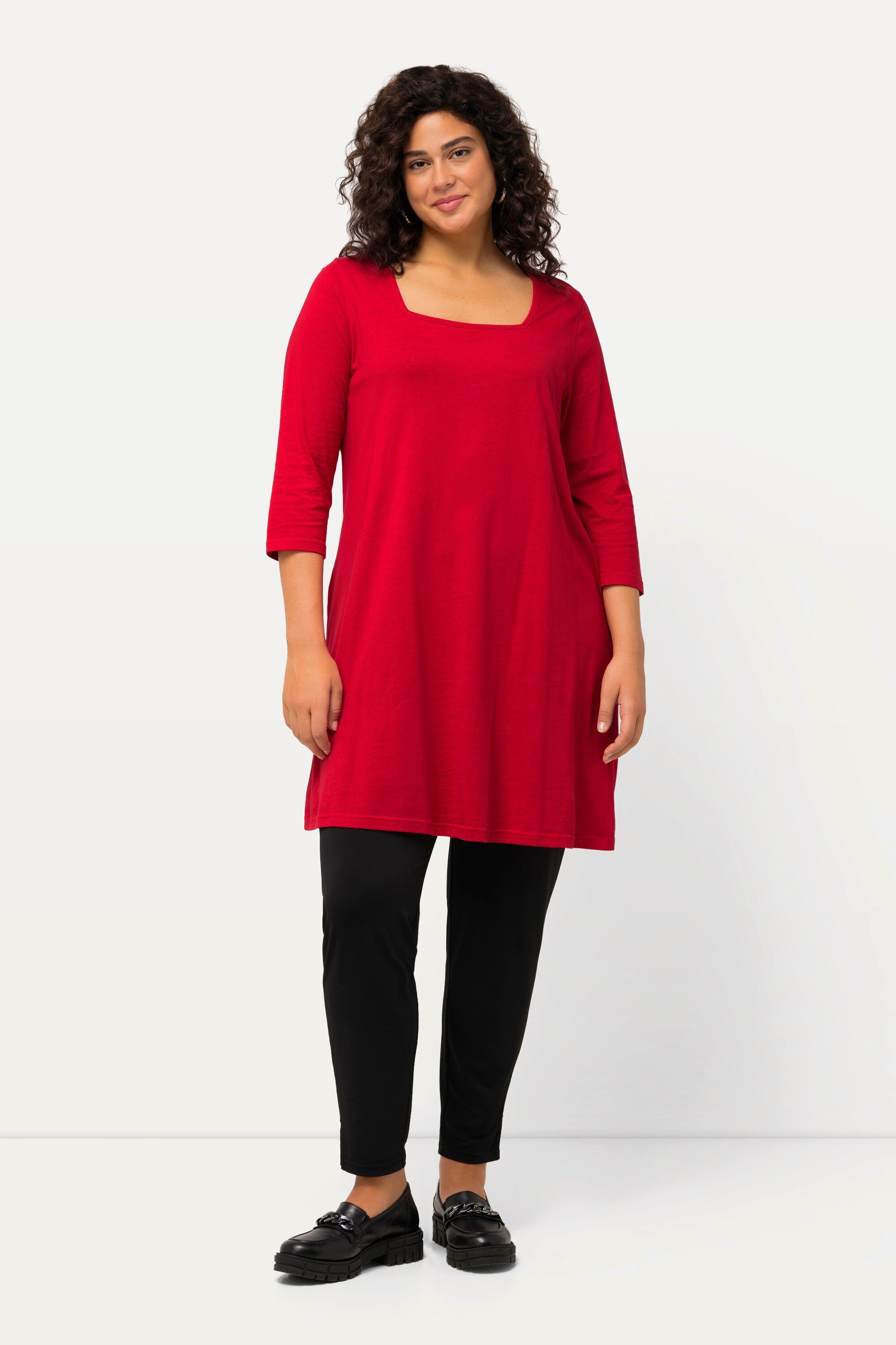 Ulla Popken Longshirt Longshirt A-Linie Carré-Ausschnitt günstig online kaufen