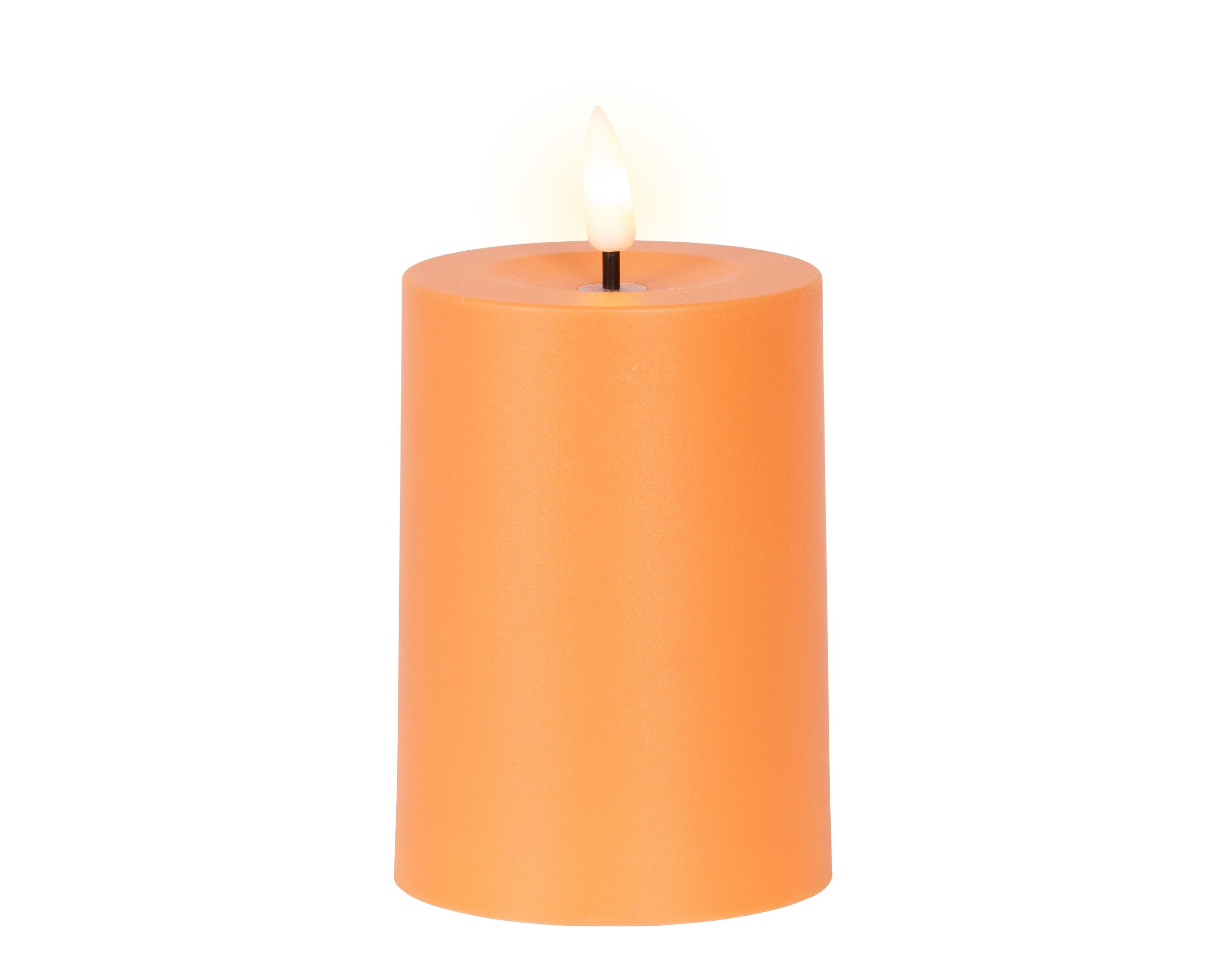 Lumineo LED-Kerze, Solar LED Kerze Outdoor 7x10cm Kunststoff Orange / Warmweiß