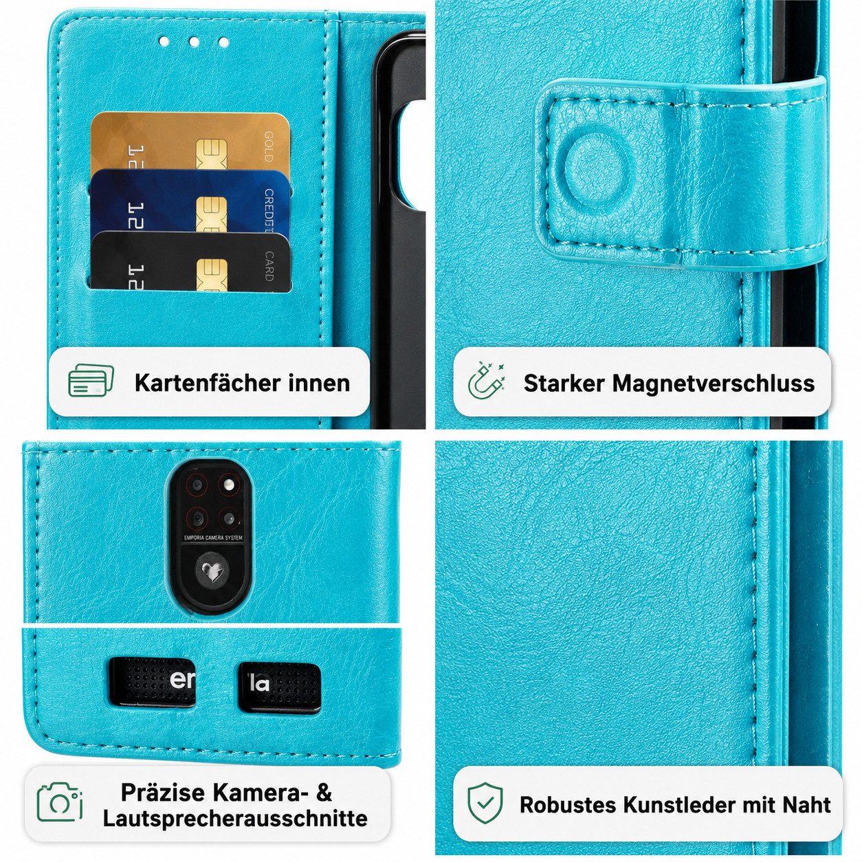 caseroxx Handytasche caseroxx Handytasche Bookstyle-Case für Emporia Smart 5, (Einzelartikel, 1-tlg., Bookstyle-Case), mit Kreditkartenfächern