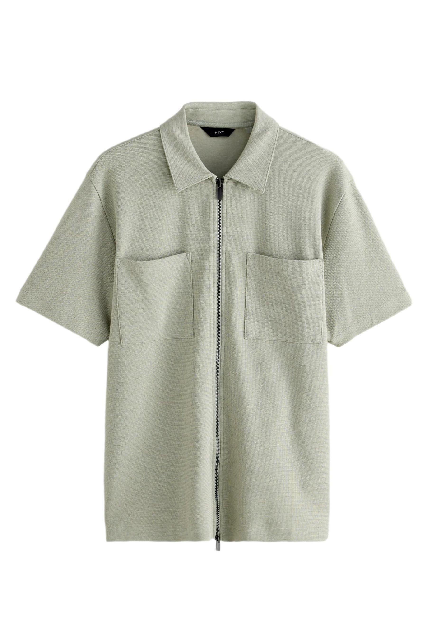 Next Kurzarmhemd Strukturiertes Poloshirt mit Reißverschluss günstig online kaufen