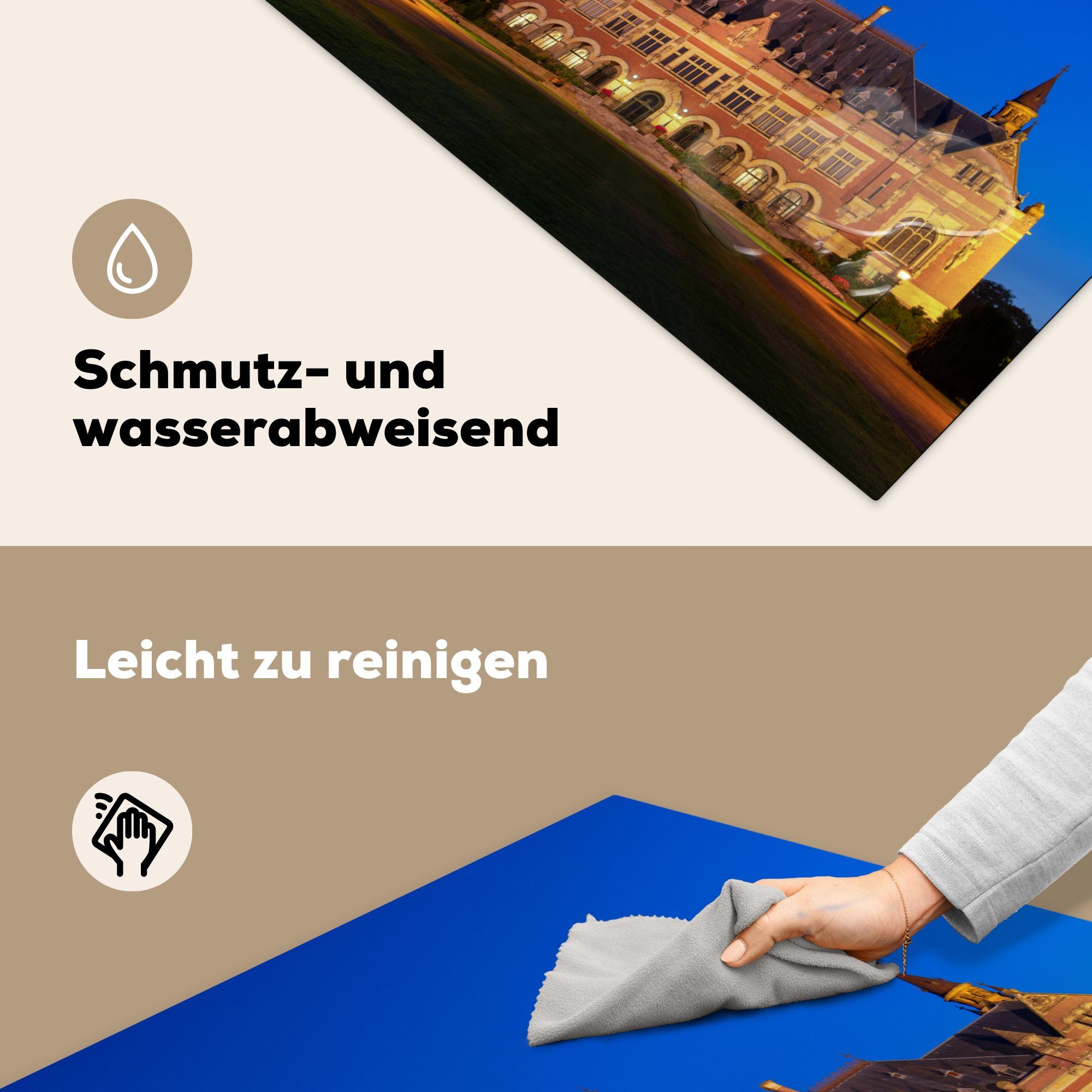 - küche Arbeitsplatte MuchoWow 78x78 Vinyl, cm, für tlg), Herdblende-/Abdeckplatte Niederlande Den - Nacht, (1 Ceranfeldabdeckung, Haag